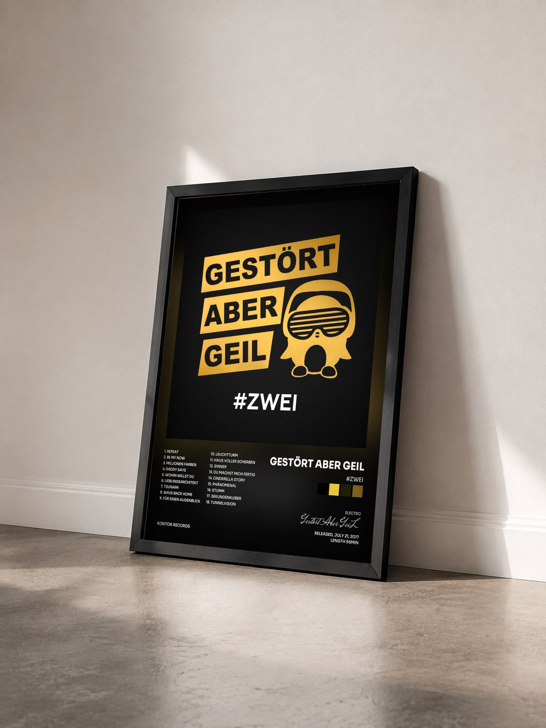 #noir Tableau de l'album #ZWEI de Gestört Aber GeiL vu de trois quarts, cadre noir