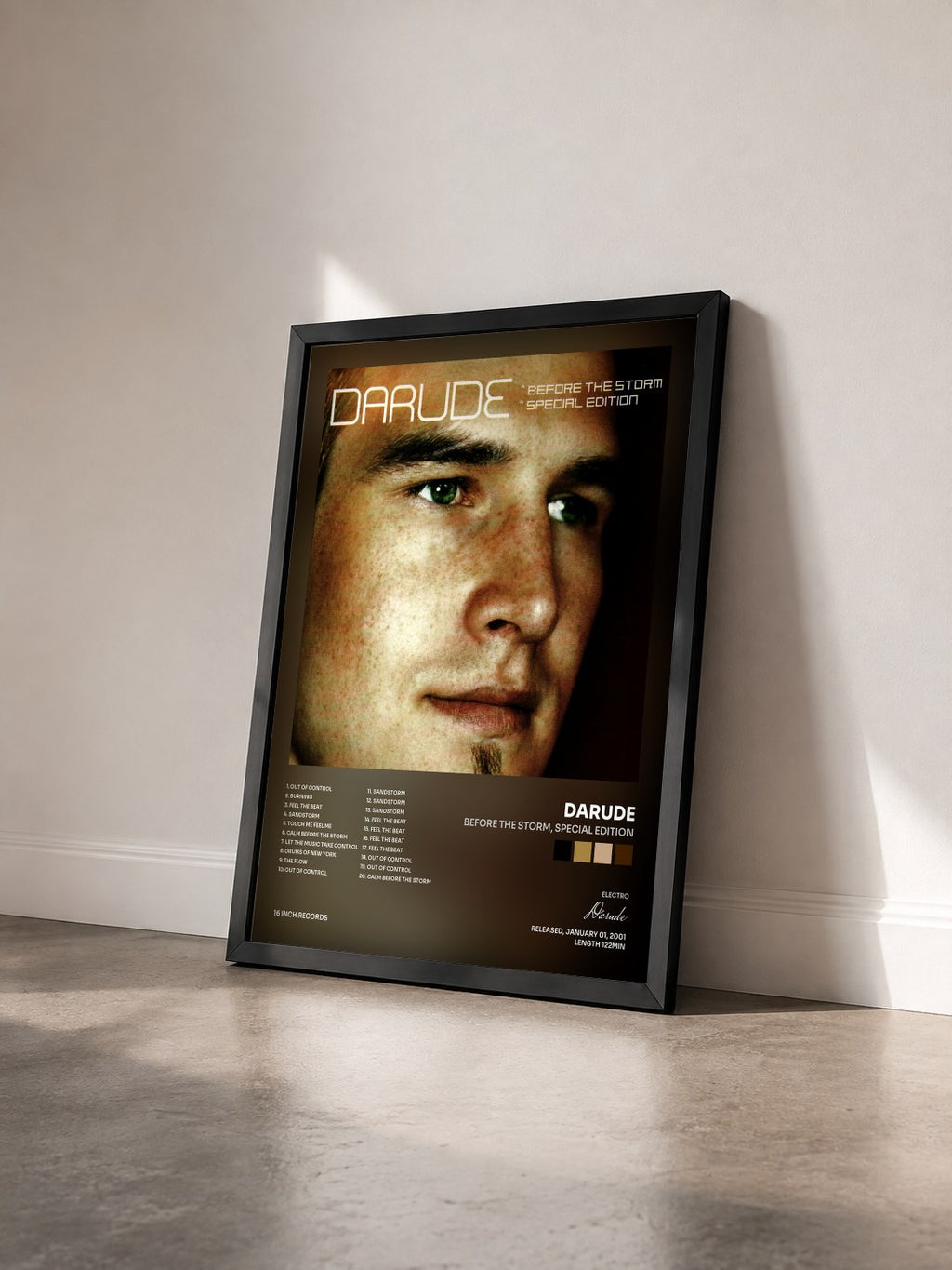 #noir Tableau de l'album Before the Storm, Special Edition de Darude vu de trois quarts, cadre noir