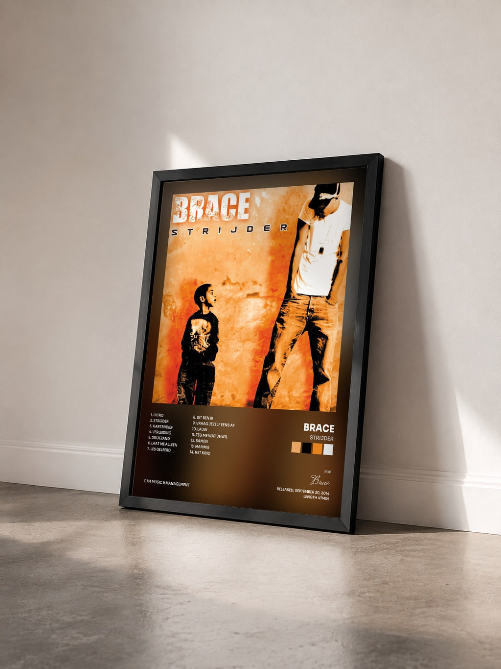 #noir Tableau de l'album Strijder de Brace vu de trois quarts, cadre noir
