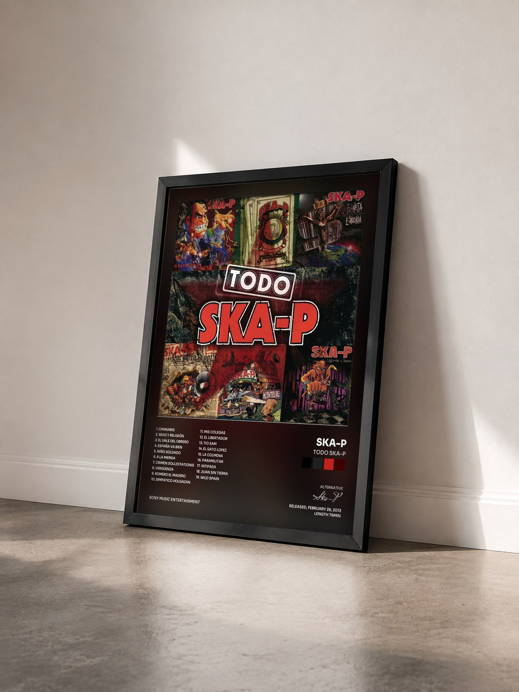 #noir Tableau de l'album Todo Ska-p de Ska-P vu de trois quarts, cadre noir