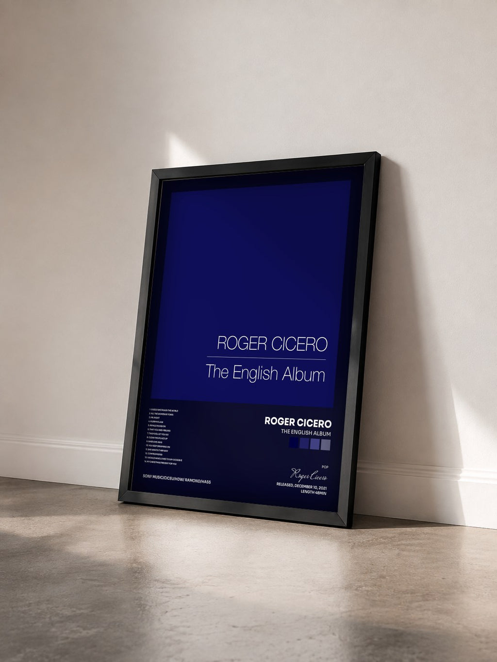 #noir Tableau de l'album The English Album de Roger Cicero vu de trois quarts, cadre noir