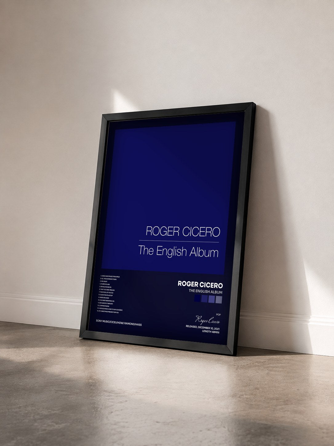 #noir Tableau de l'album The English Album de Roger Cicero vu de trois quarts, cadre noir
