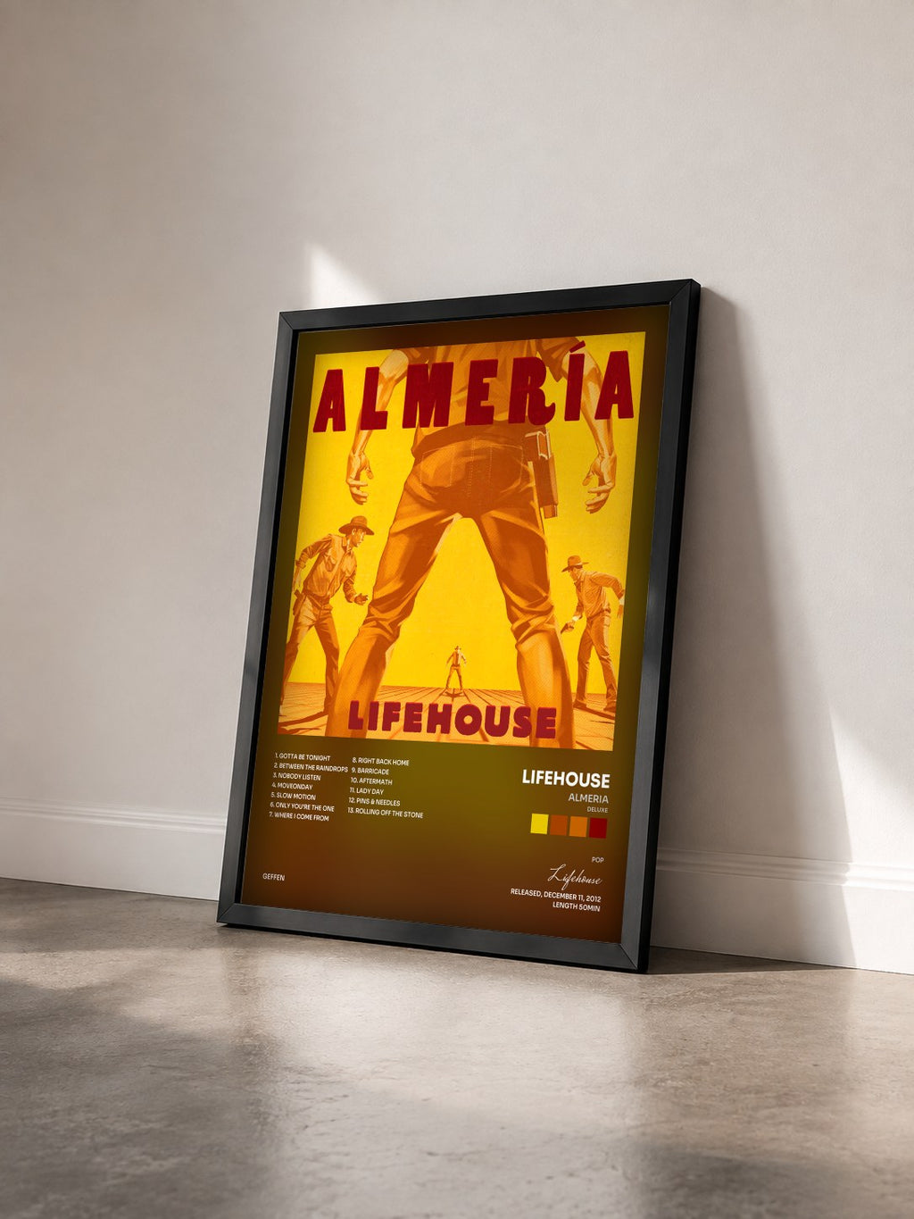 #noir Tableau de l'album Almeria (Deluxe) de Lifehouse vu de trois quarts, cadre noir