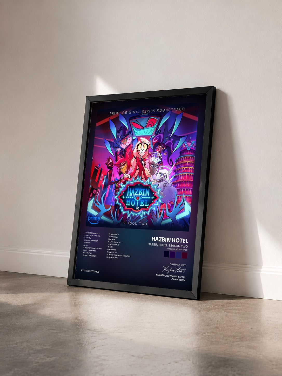 #noir Tableau de l'album Hazbin Hotel: Season Two (Original Soundtrack) de Hazbin Hotel vu de trois quarts, cadre noir