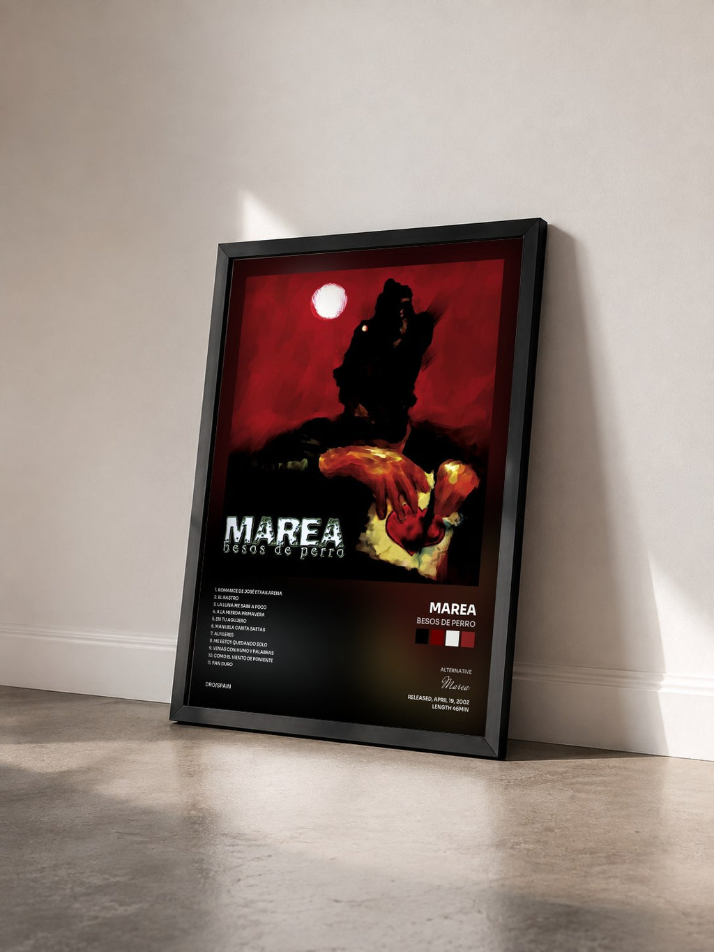 #noir Tableau de l'album Besos de Perro de Marea vu de trois quarts, cadre noir