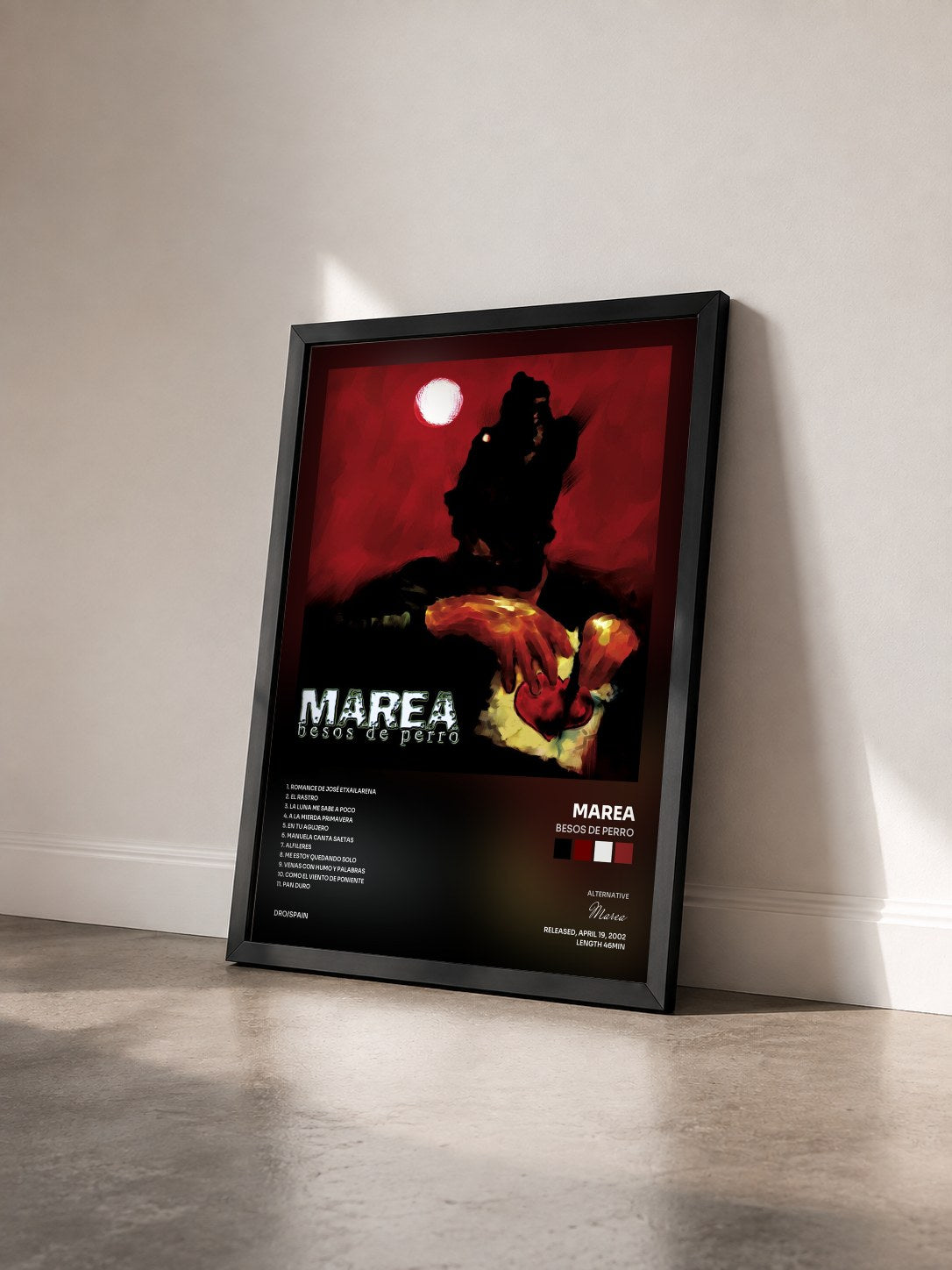 #noir Tableau de l'album Besos de Perro de Marea vu de trois quarts, cadre noir