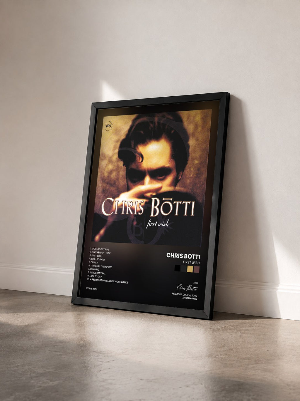 #noir Tableau de l'album First Wish de Chris Botti vu de trois quarts, cadre noir
