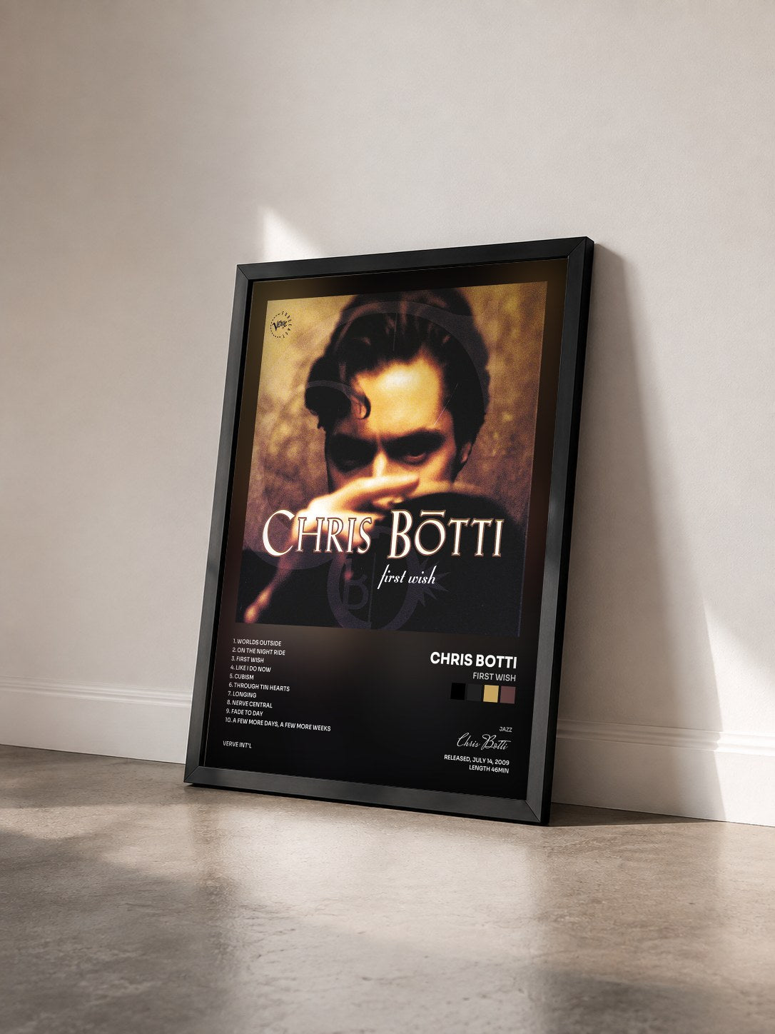 #noir Tableau de l'album First Wish de Chris Botti vu de trois quarts, cadre noir