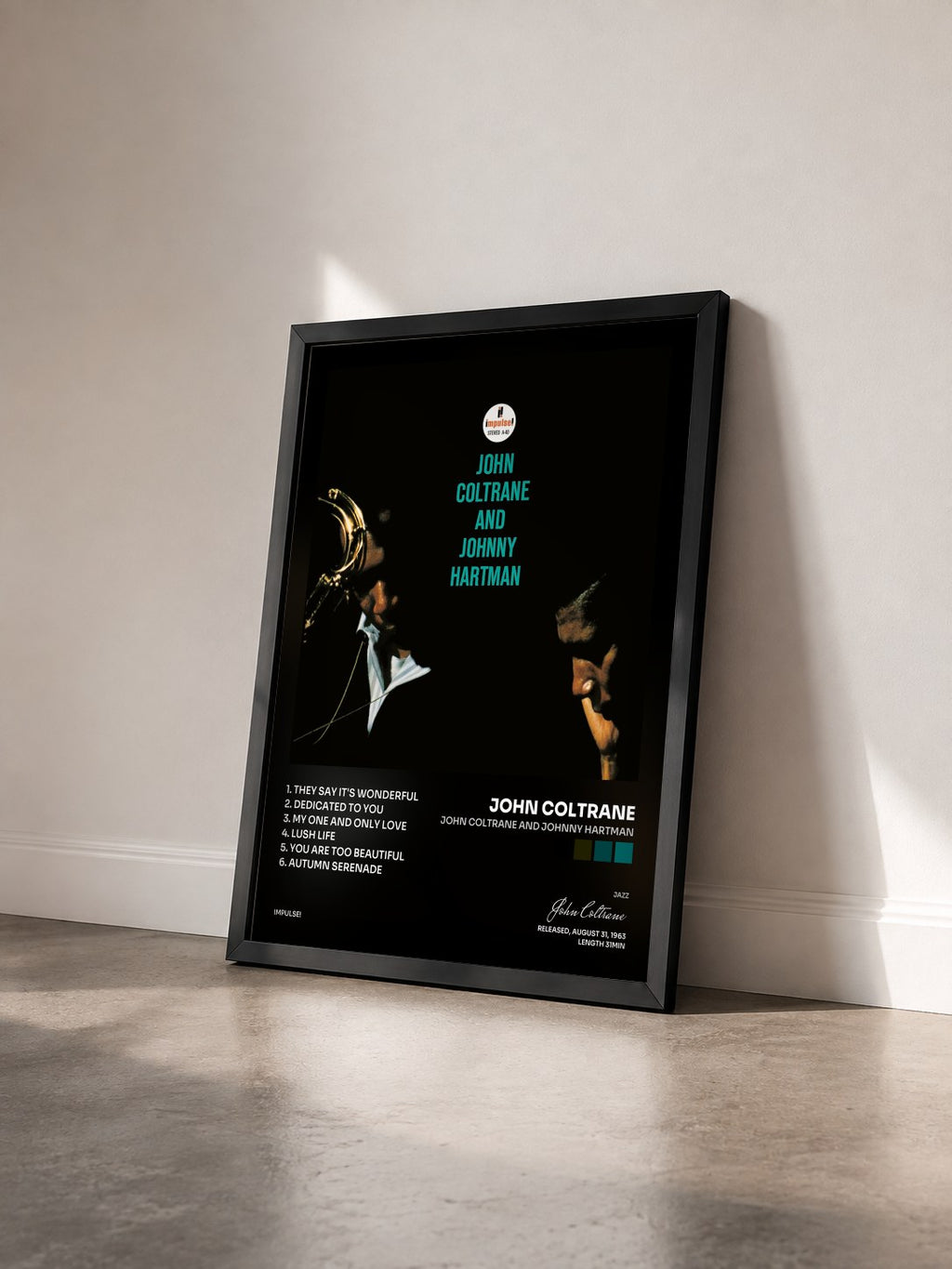#noir John Coltrane And Johnny Hartman de John Coltrane en lámina enmarcada vista de tres cuartos, marco negro