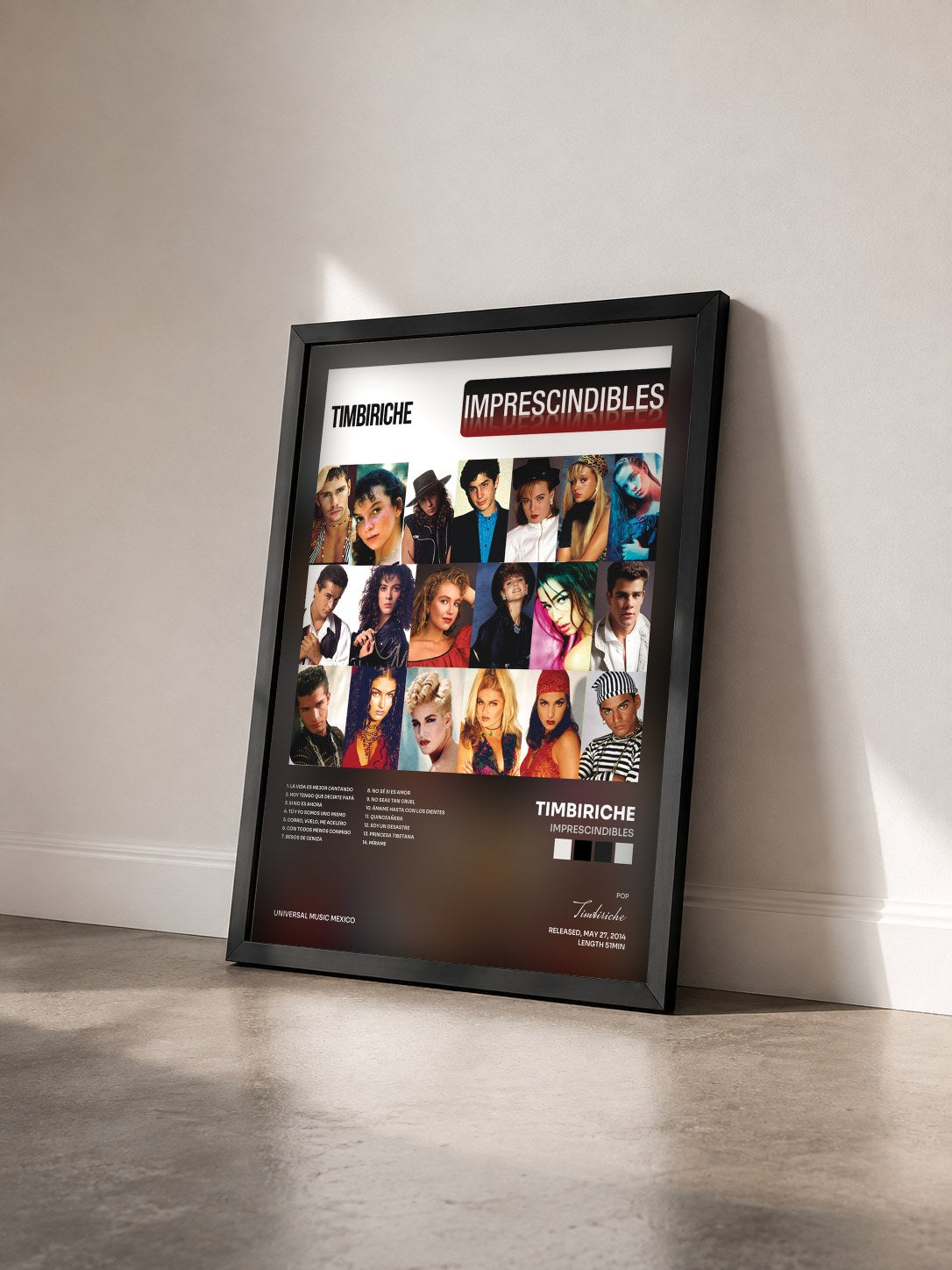 #noir Tableau de l'album Imprescindibles de Timbiriche vu de trois quarts, cadre noir