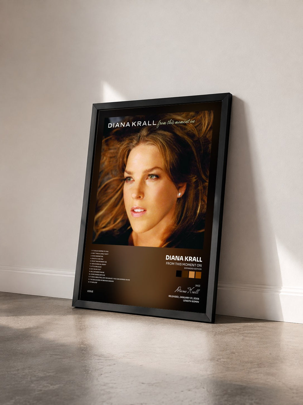 #noir Tableau de l'album From This Moment On (Expanded Edition) de Diana Krall vu de trois quarts, cadre noir