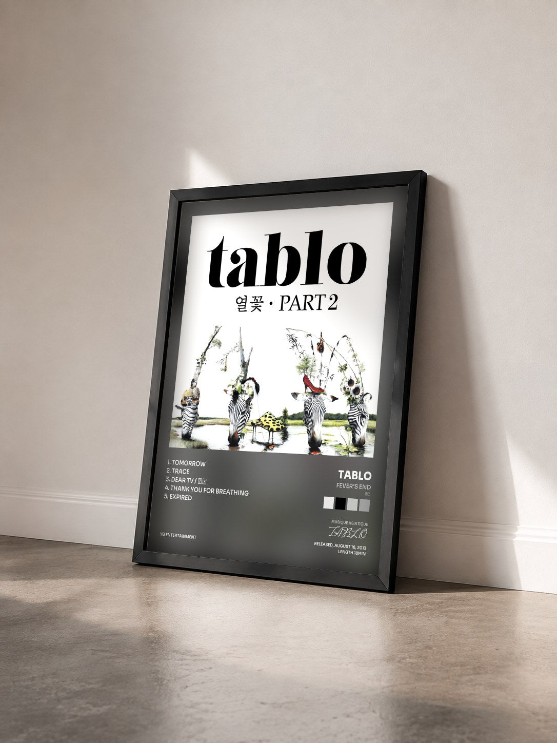 #noir Tableau de l'album Fever's End (열꽃) Pt. 2 - EP de TABLO vu de trois quarts, cadre noir