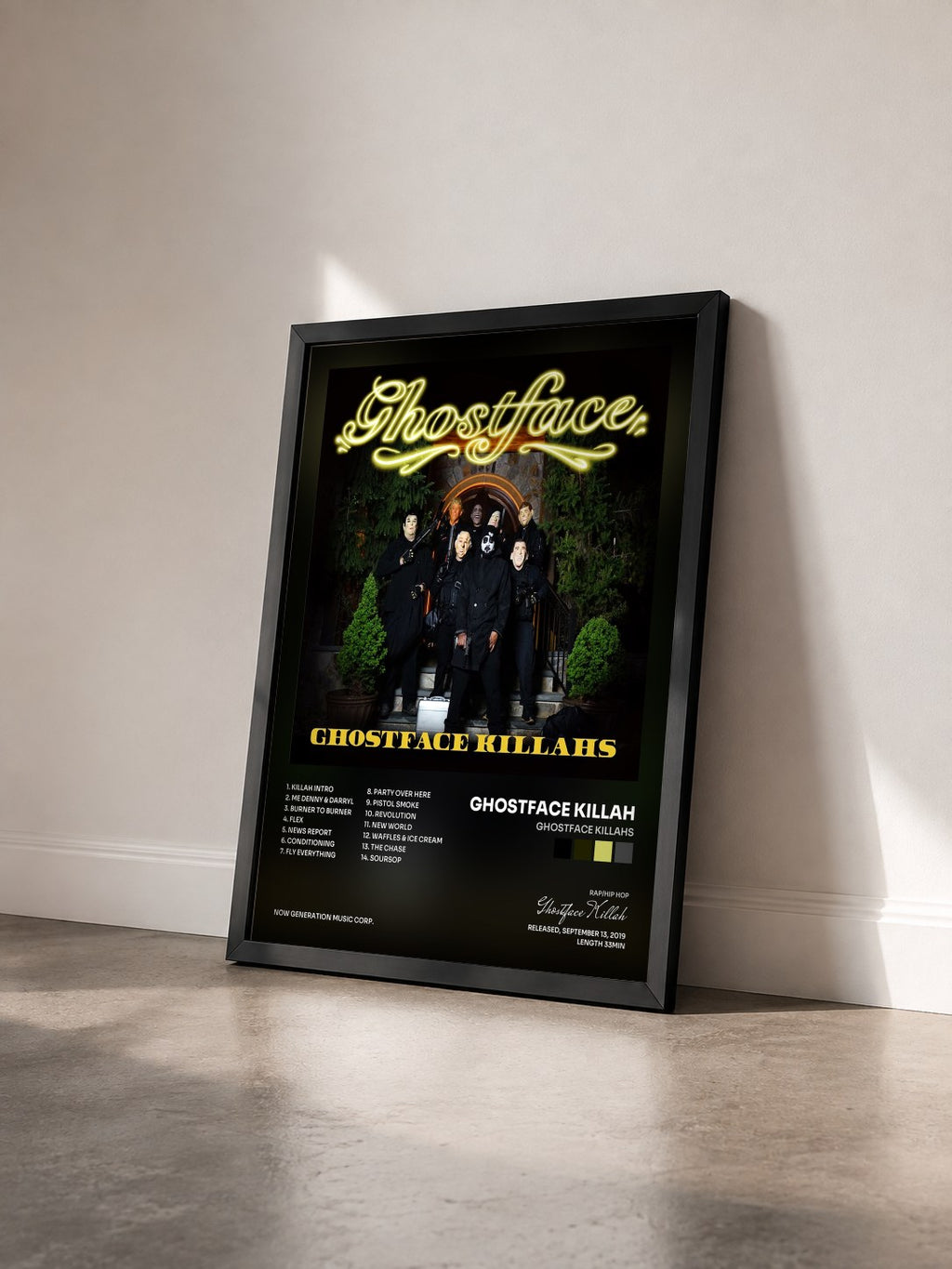 #noir Tableau de l'album Ghostface Killahs de Ghostface Killah vu de trois quarts, cadre noir