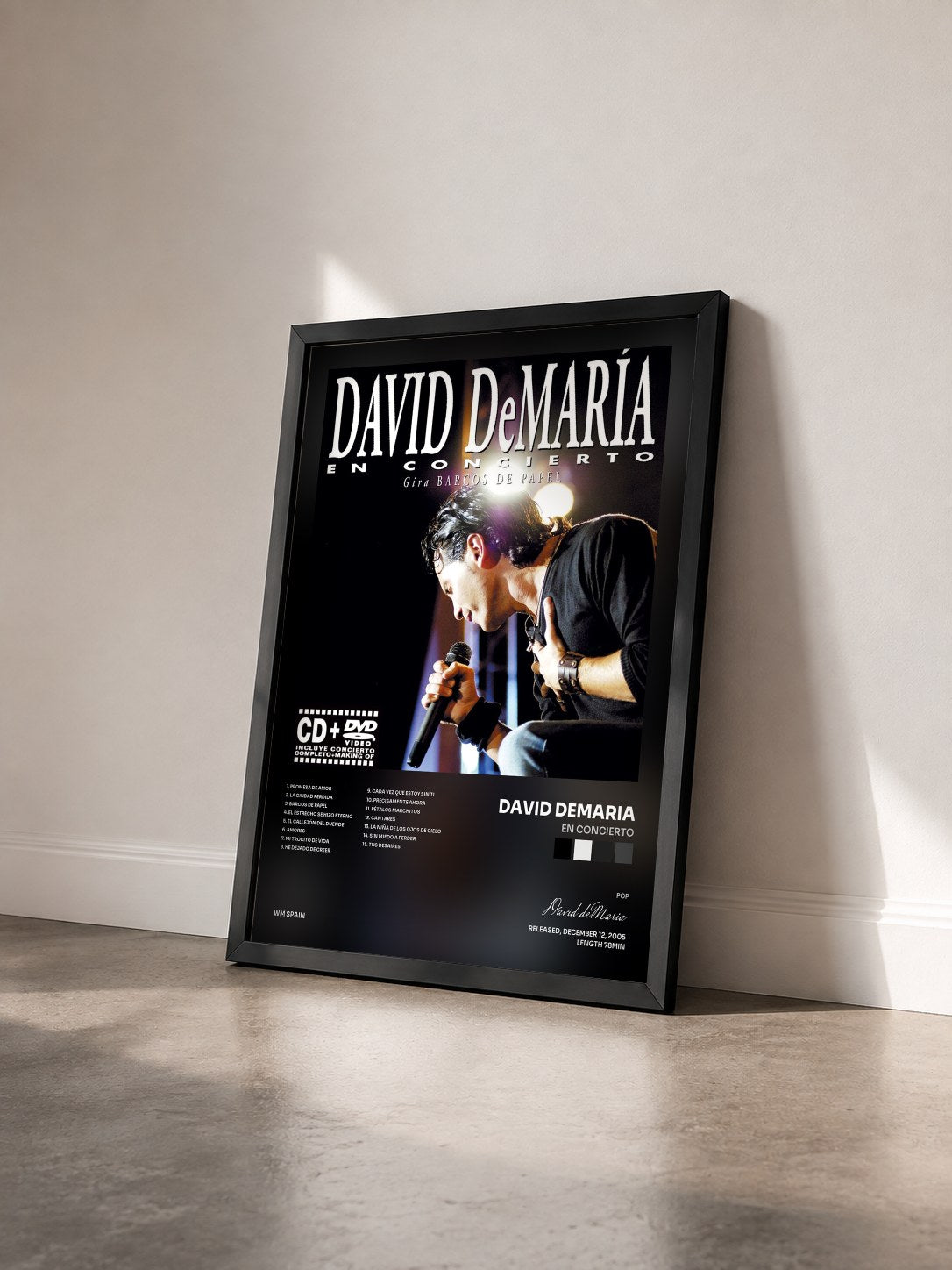 #noir Tableau de l'album En concierto de David deMaria vu de trois quarts, cadre noir