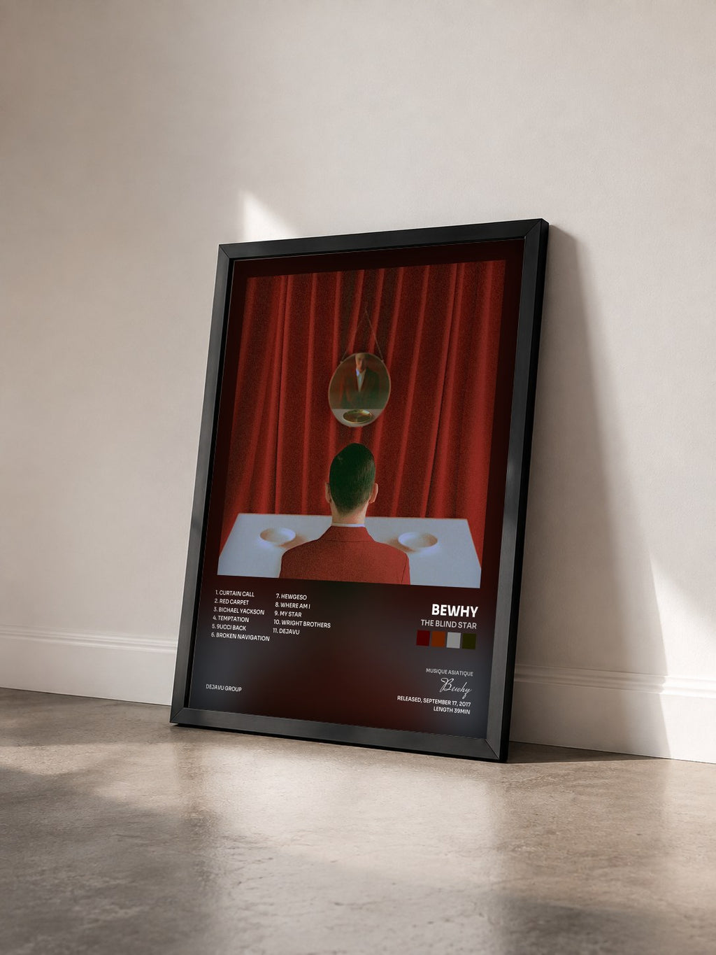 #noir Tableau de l'album The Blind Star de Bewhy vu de trois quarts, cadre noir