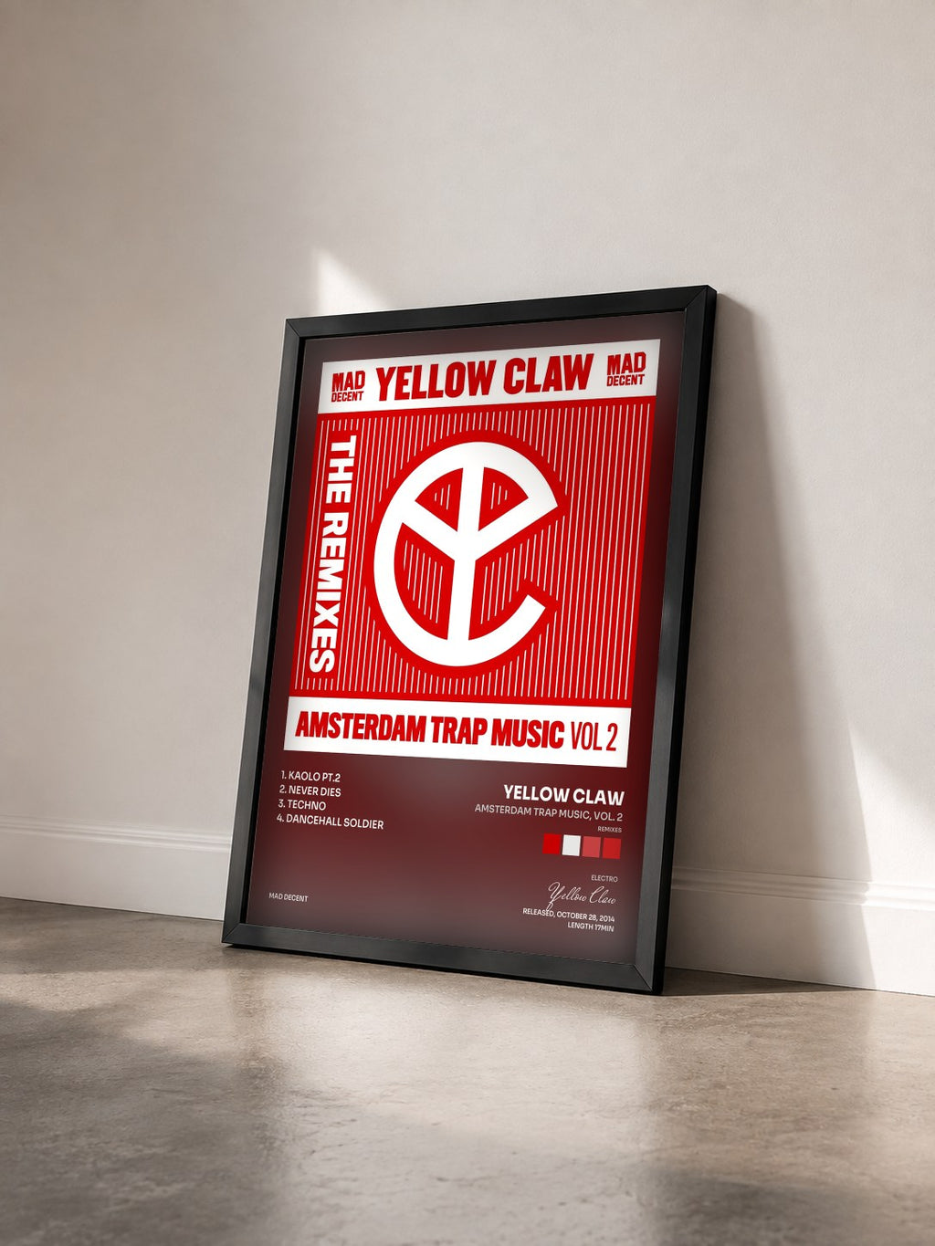 #noir Tableau de l'album Amsterdam Trap Music, Vol. 2 (Remixes) de Yellow Claw vu de trois quarts, cadre noir