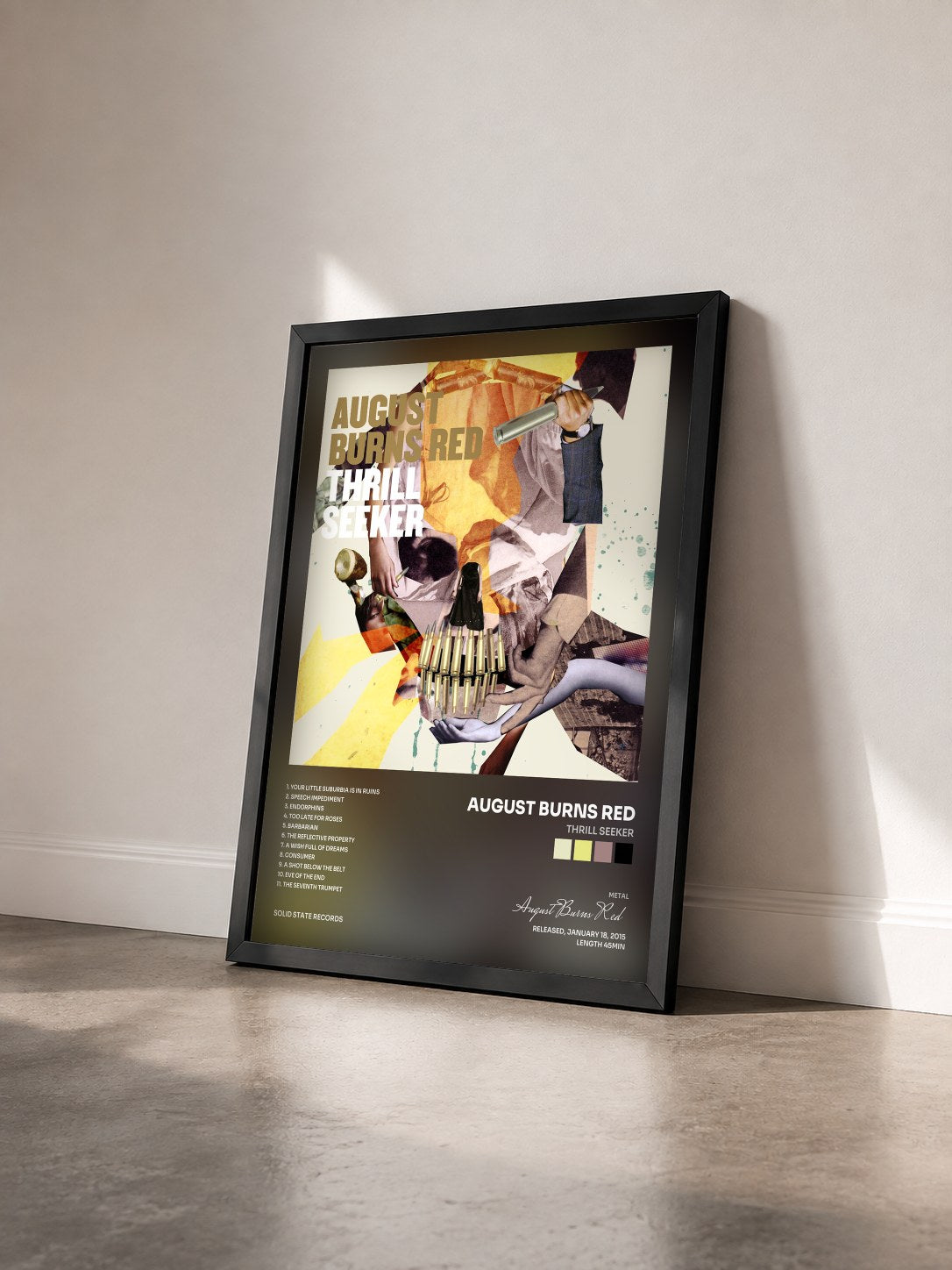 #noir Tableau de l'album Thrill Seeker de August Burns Red vu de trois quarts, cadre noir