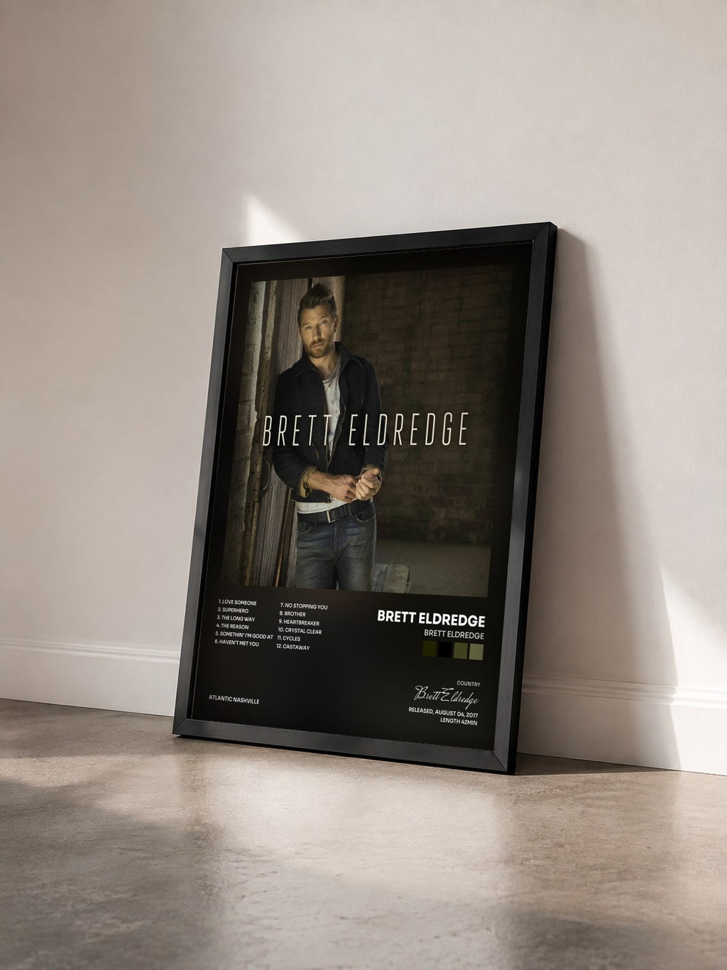#noir Tableau de l'album Brett Eldredge de Brett Eldredge vu de trois quarts, cadre noir