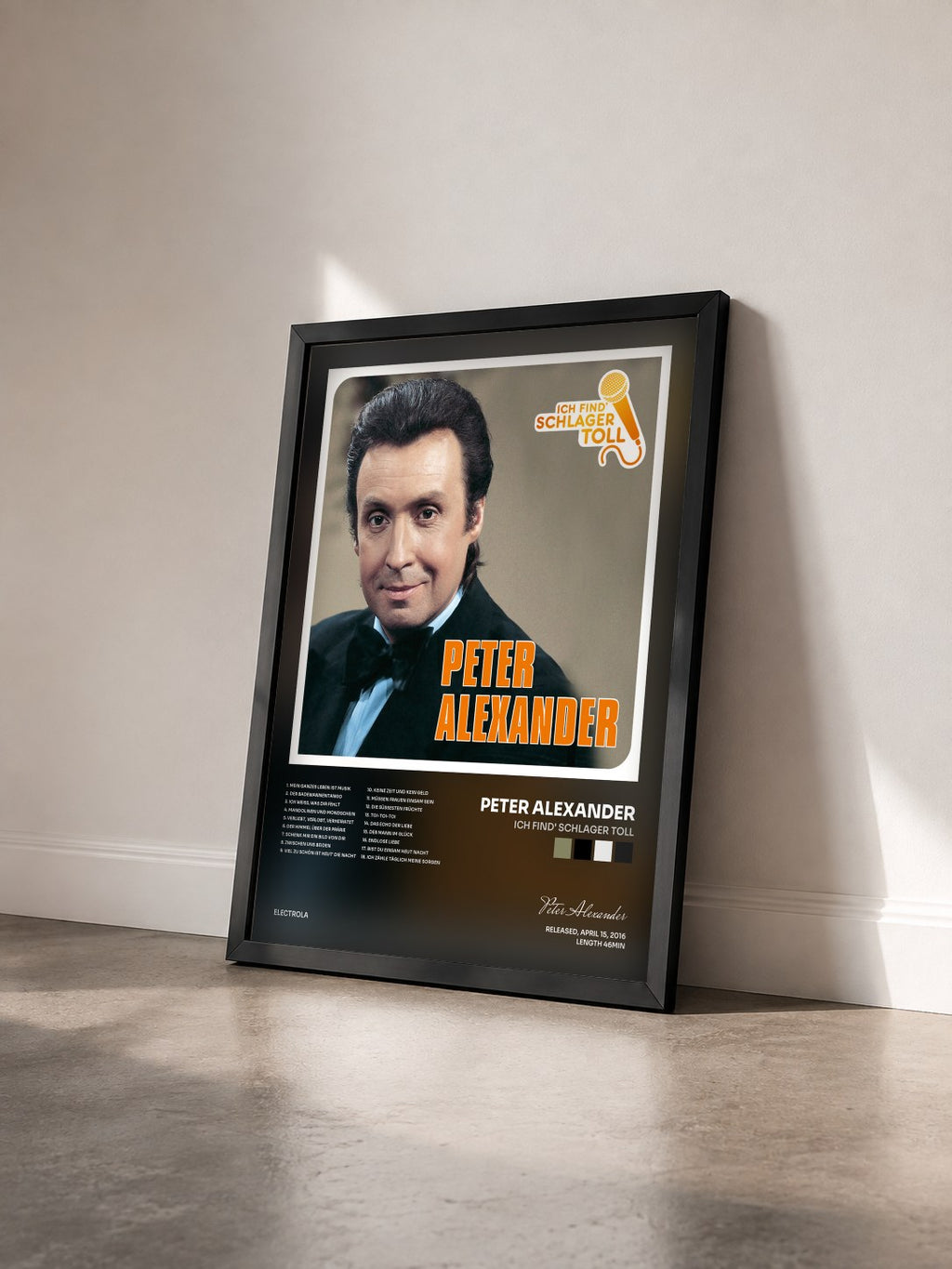 #noir Tableau de l'album Ich find' Schlager toll de Peter Alexander vu de trois quarts, cadre noir