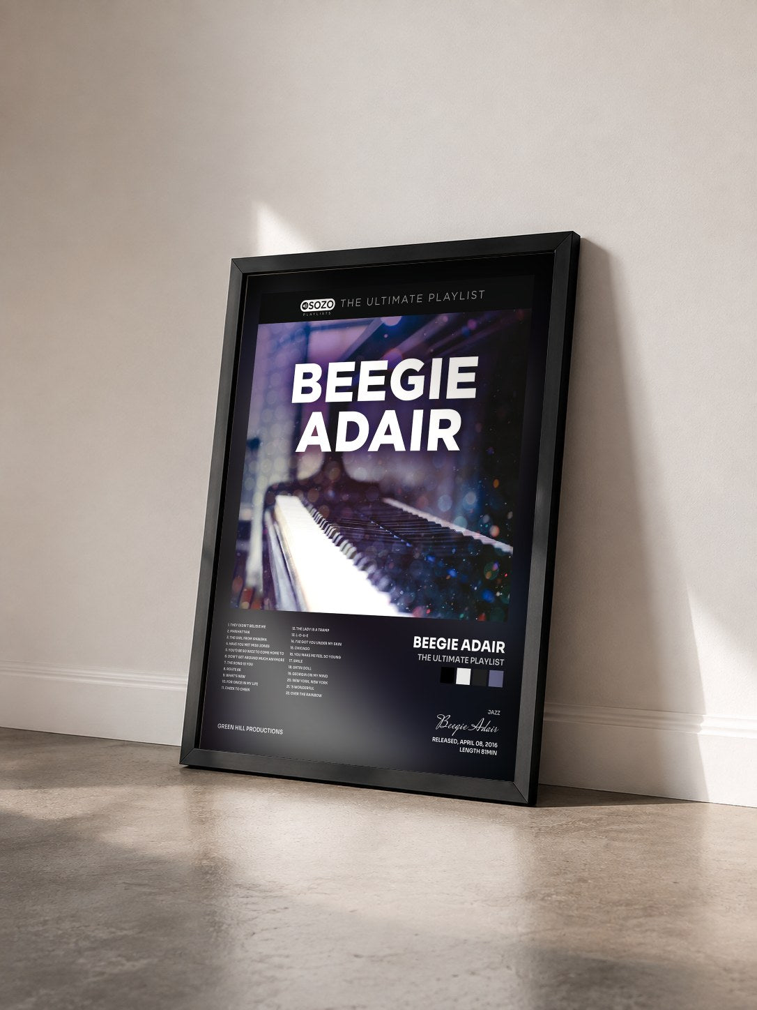 #noir Tableau de l'album The Ultimate Playlist de Beegie Adair vu de trois quarts, cadre noir