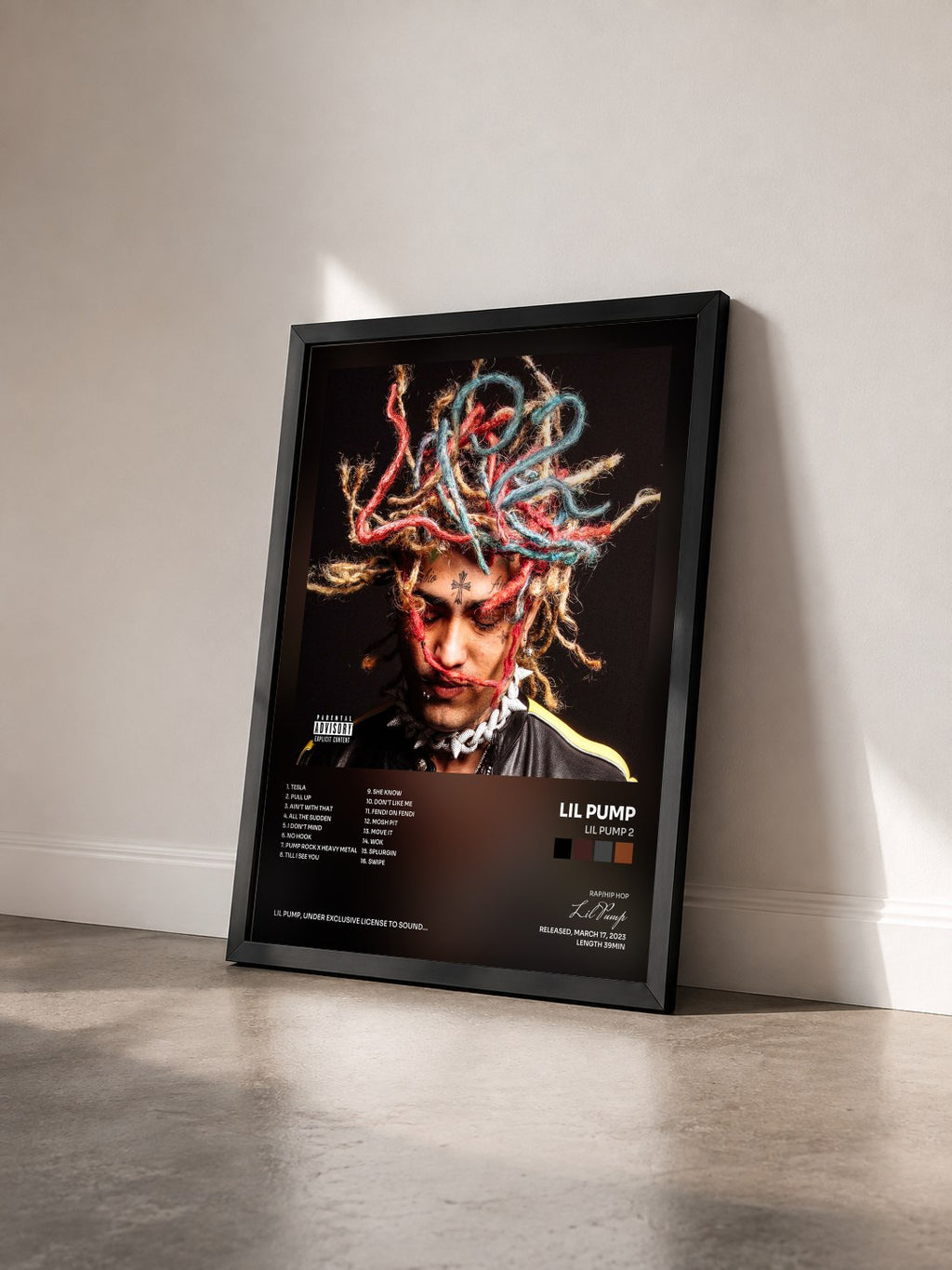 #noir Tableau de l'album Lil Pump 2 de Lil Pump vu de trois quarts, cadre noir