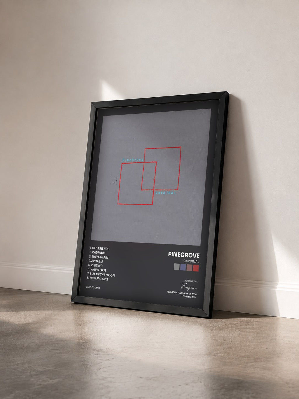 #noir Tableau de l'album Cardinal de Pinegrove vu de trois quarts, cadre noir