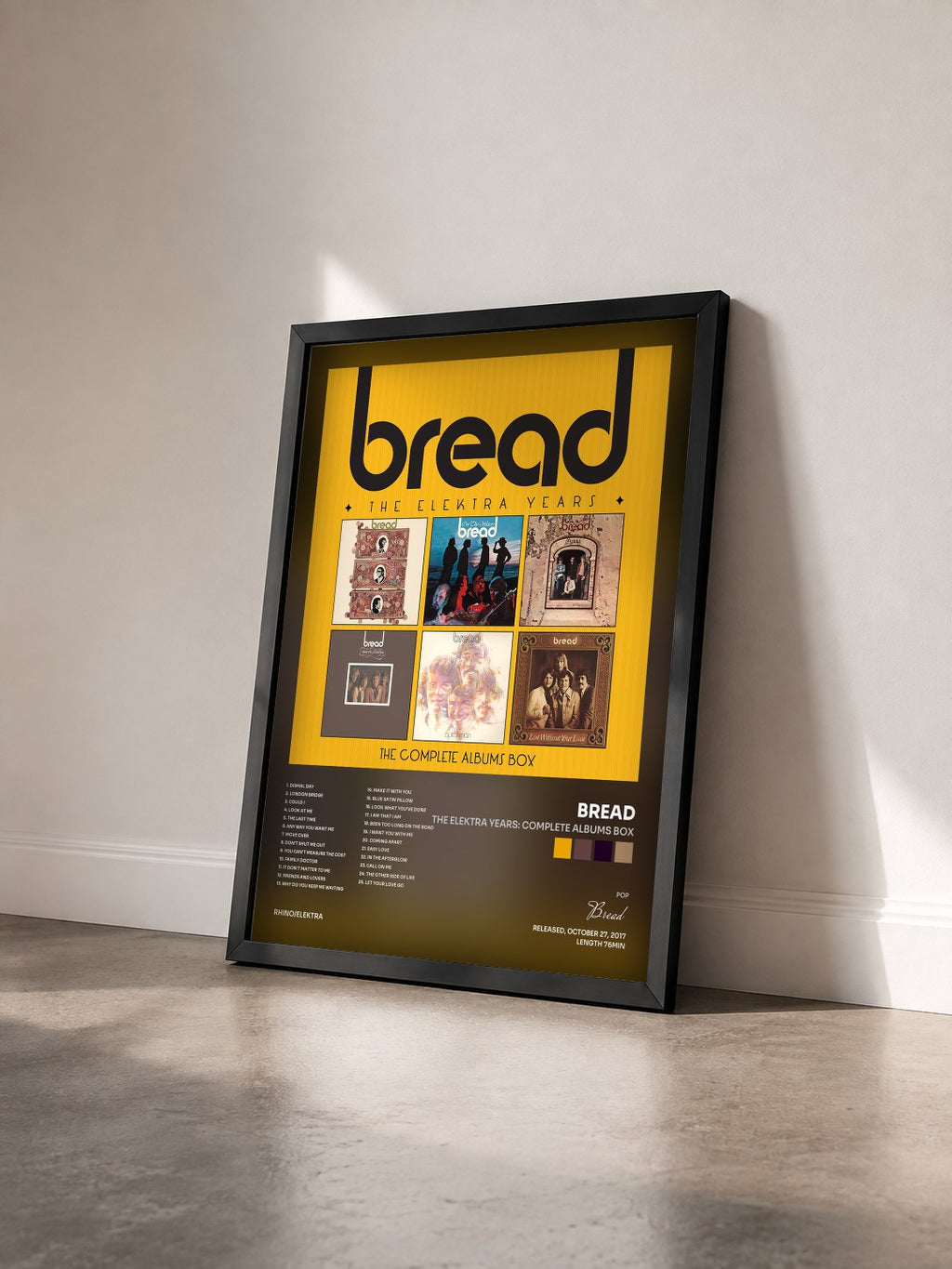 #noir Tableau de l'album The Elektra Years: Complete Albums Box de Bread vu de trois quarts, cadre noir