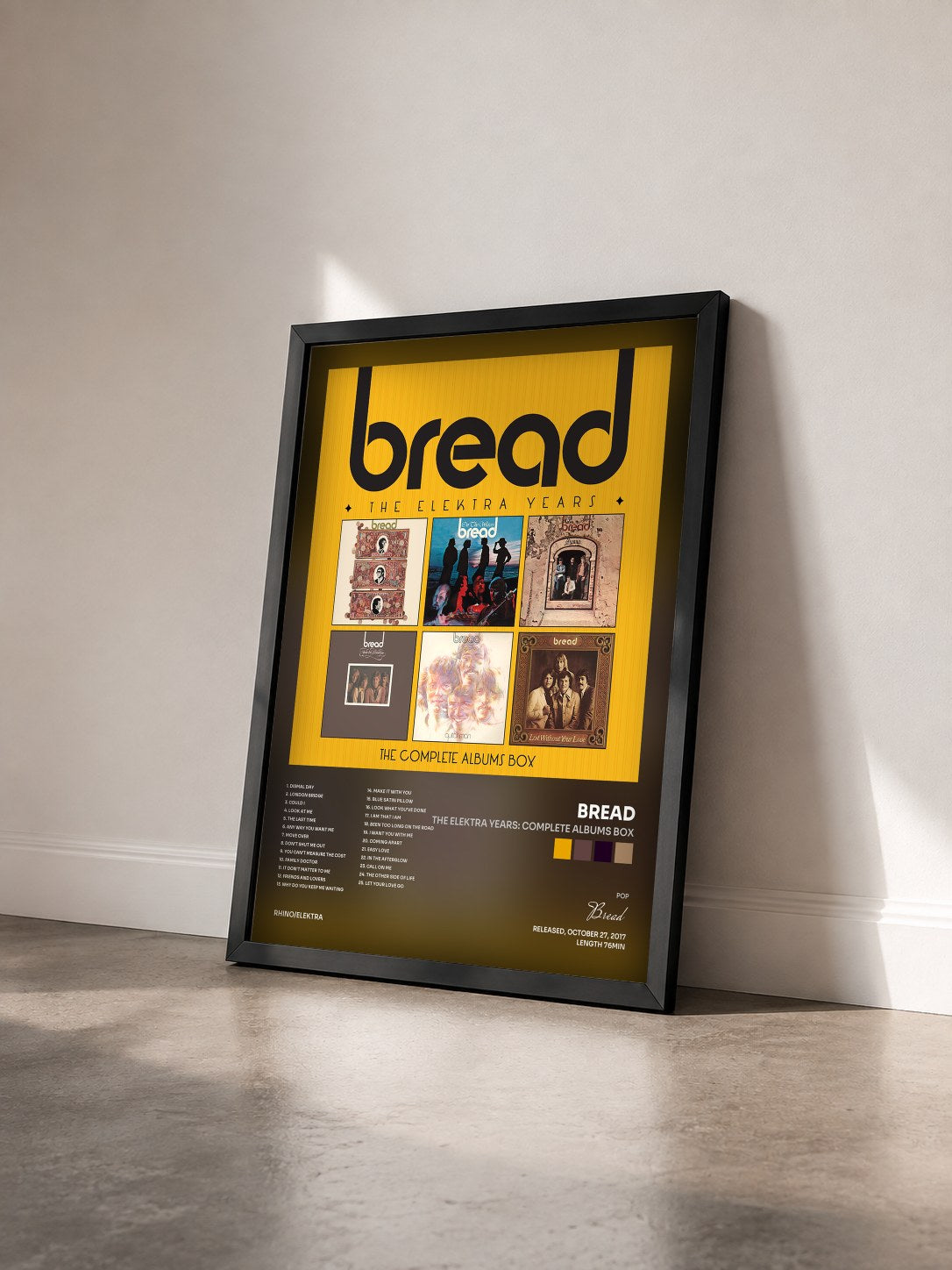 #noir Tableau de l'album The Elektra Years: Complete Albums Box de Bread vu de trois quarts, cadre noir