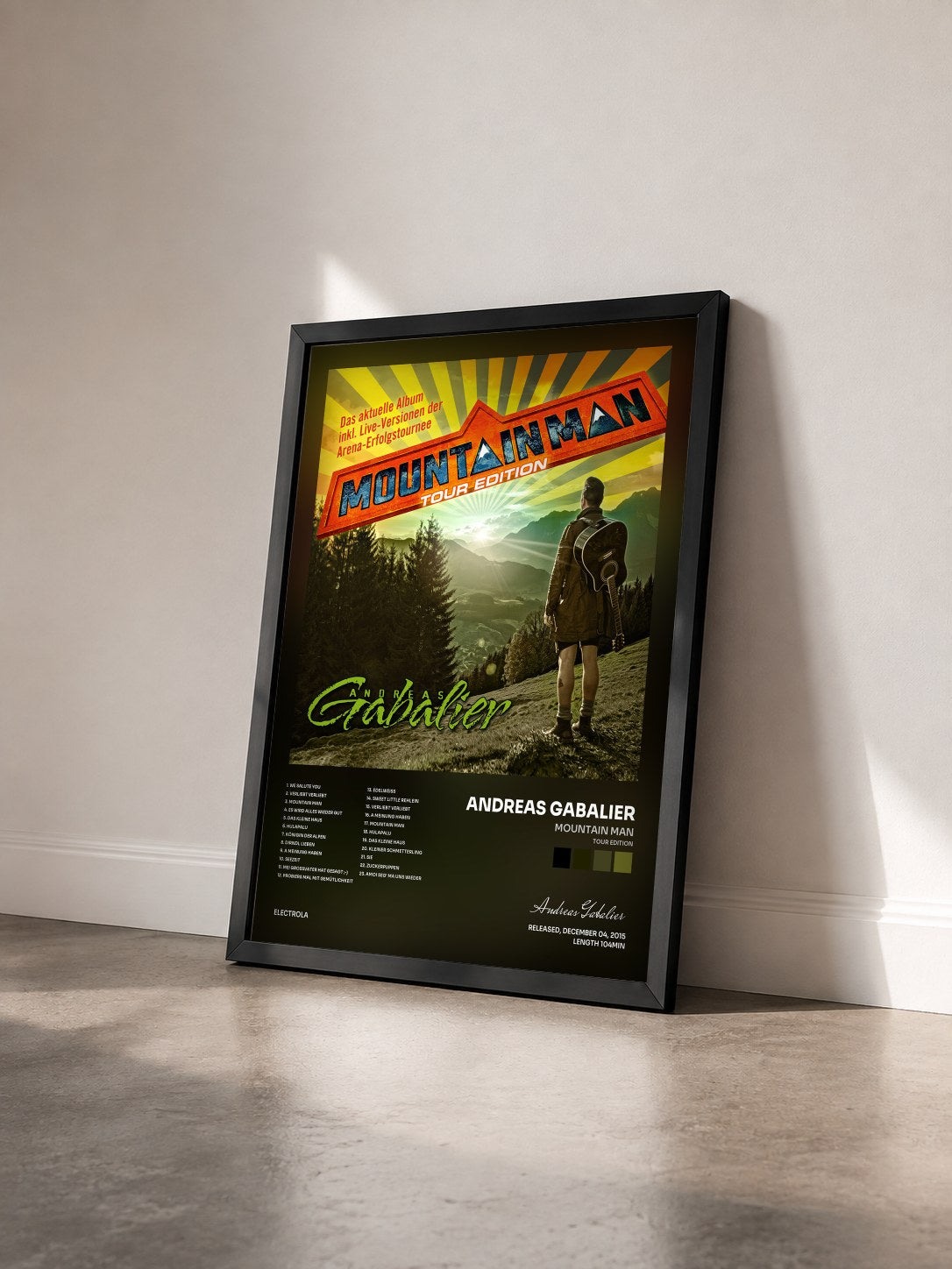 #noir Tableau de l'album Mountain Man (Tour Edition) de Andreas Gabalier vu de trois quarts, cadre noir