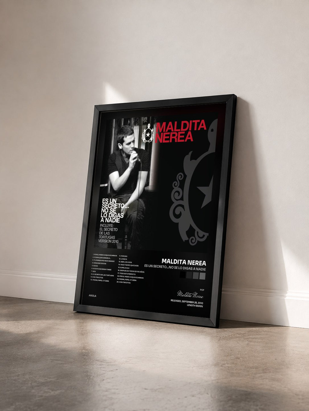 #noir Tableau de l'album Es un Secreto...No Se Lo Digas a Nadie de Maldita Nerea vu de trois quarts, cadre noir