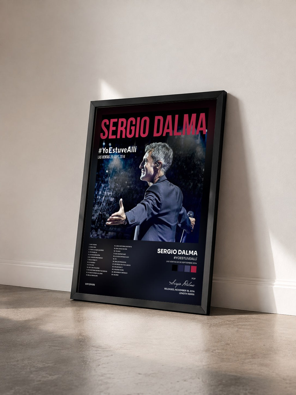 #noir Tableau de l'album #YoEstuveAllí (Las Ventas 20 de septiembre 2014) de Sergio Dalma vu de trois quarts, cadre noir