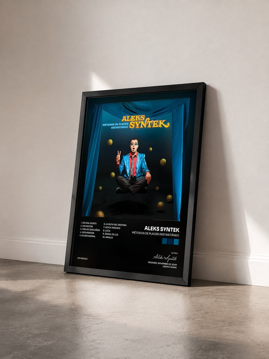 #noir Métodos De Placer Instantáneo di Aleks Syntek in stampa incorniciata vista di tre quarti, cornice nera