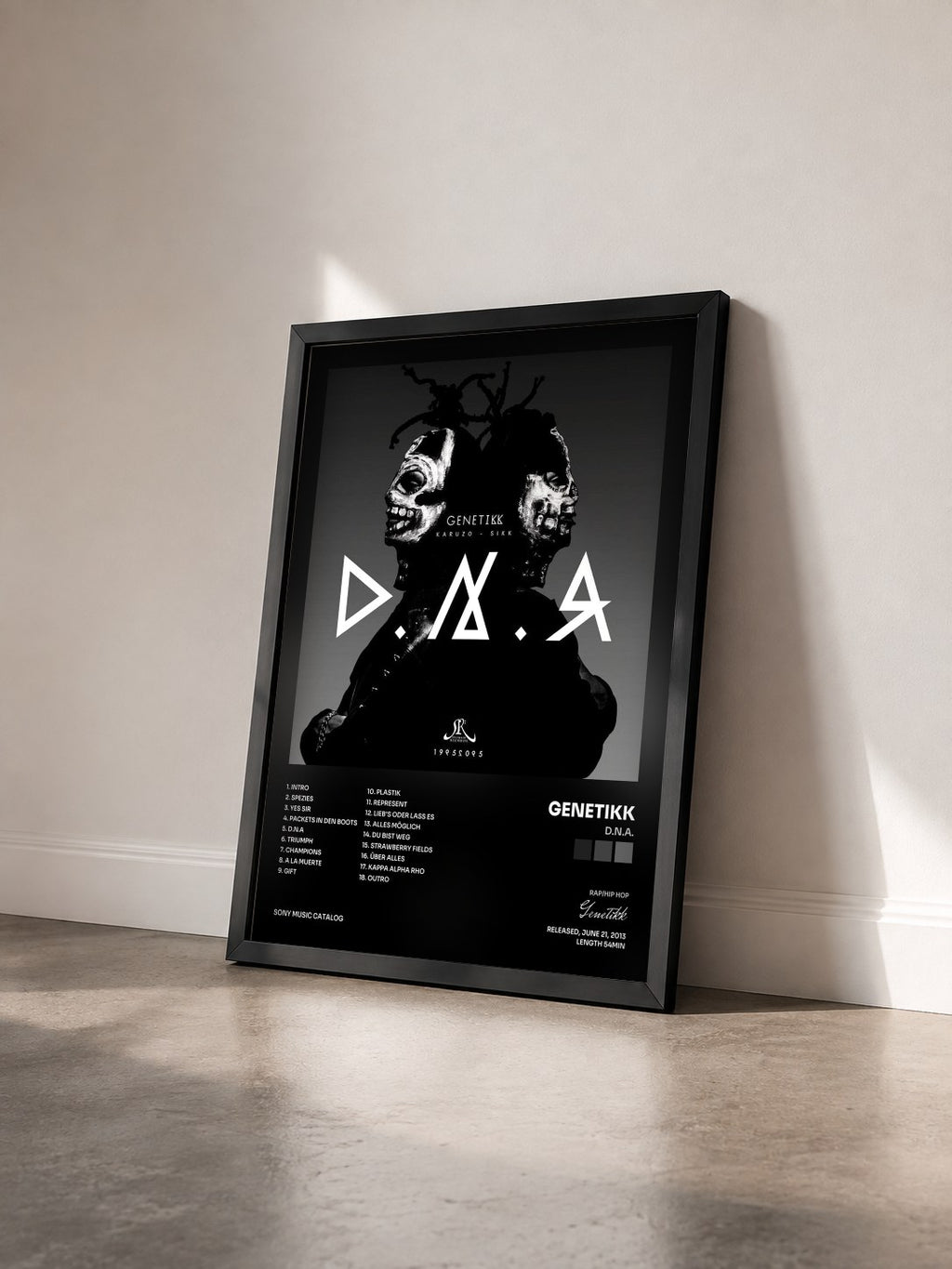 #noir Tableau de l'album D.N.A. de Genetikk vu de trois quarts, cadre noir