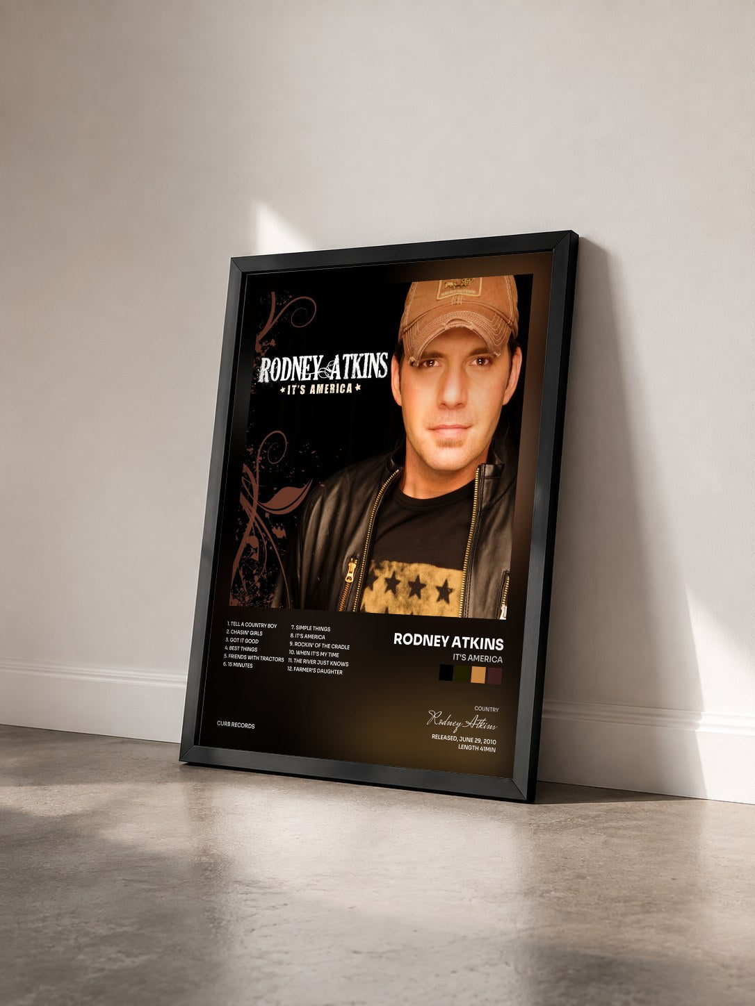 #noir Tableau de l'album It's America de Rodney Atkins vu de trois quarts, cadre noir