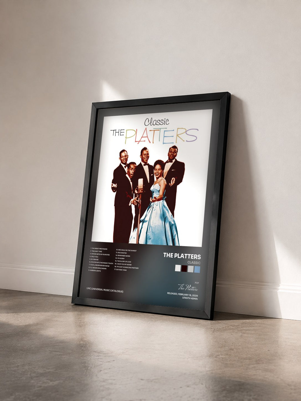 #noir Tableau de l'album Classic de The Platters vu de trois quarts, cadre noir