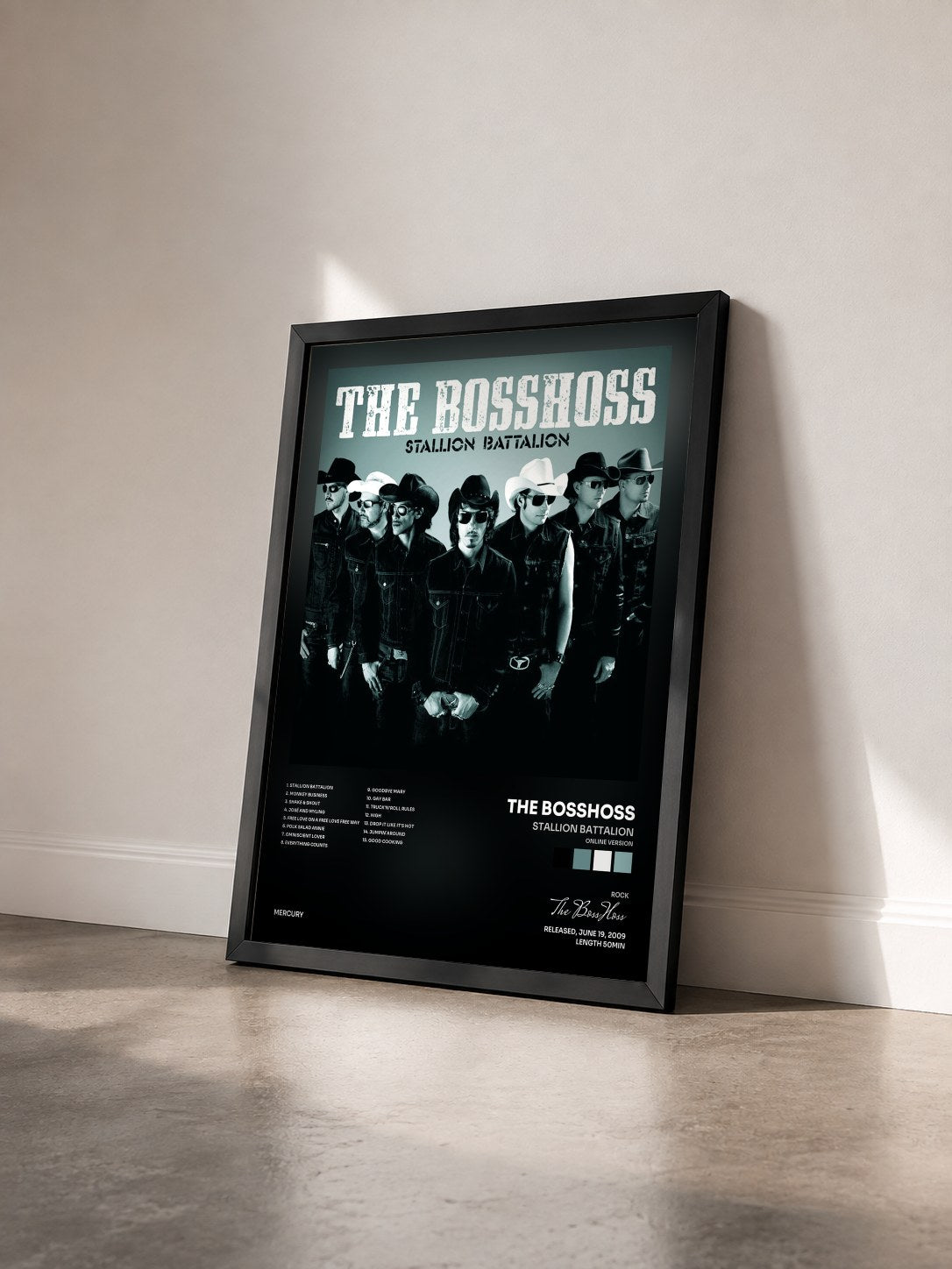 #noir Tableau de l'album Stallion Battalion (Online Version) de The BossHoss vu de trois quarts, cadre noir