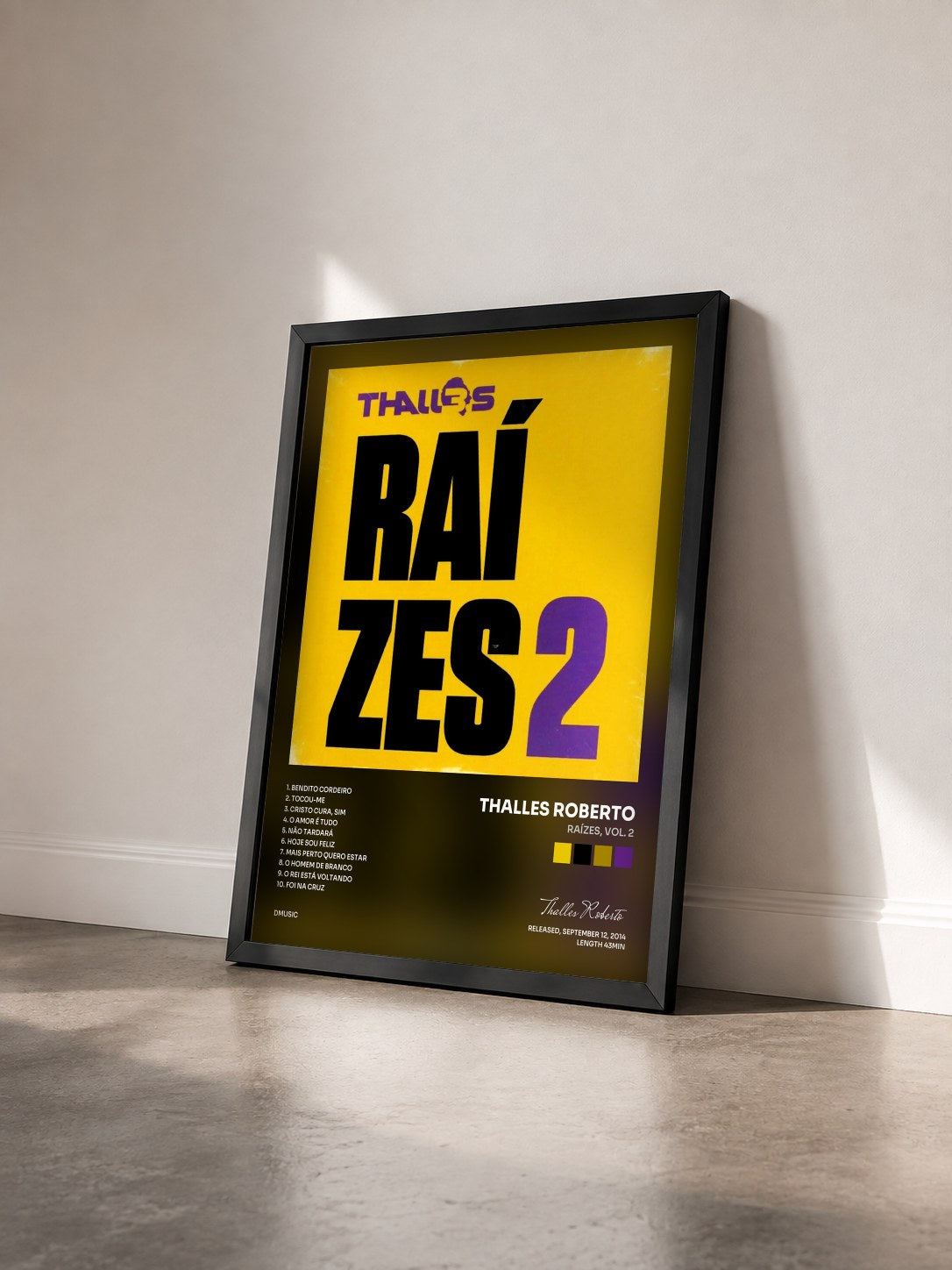#noir Tableau de l'album Raízes, Vol. 2 de Thalles Roberto vu de trois quarts, cadre noir