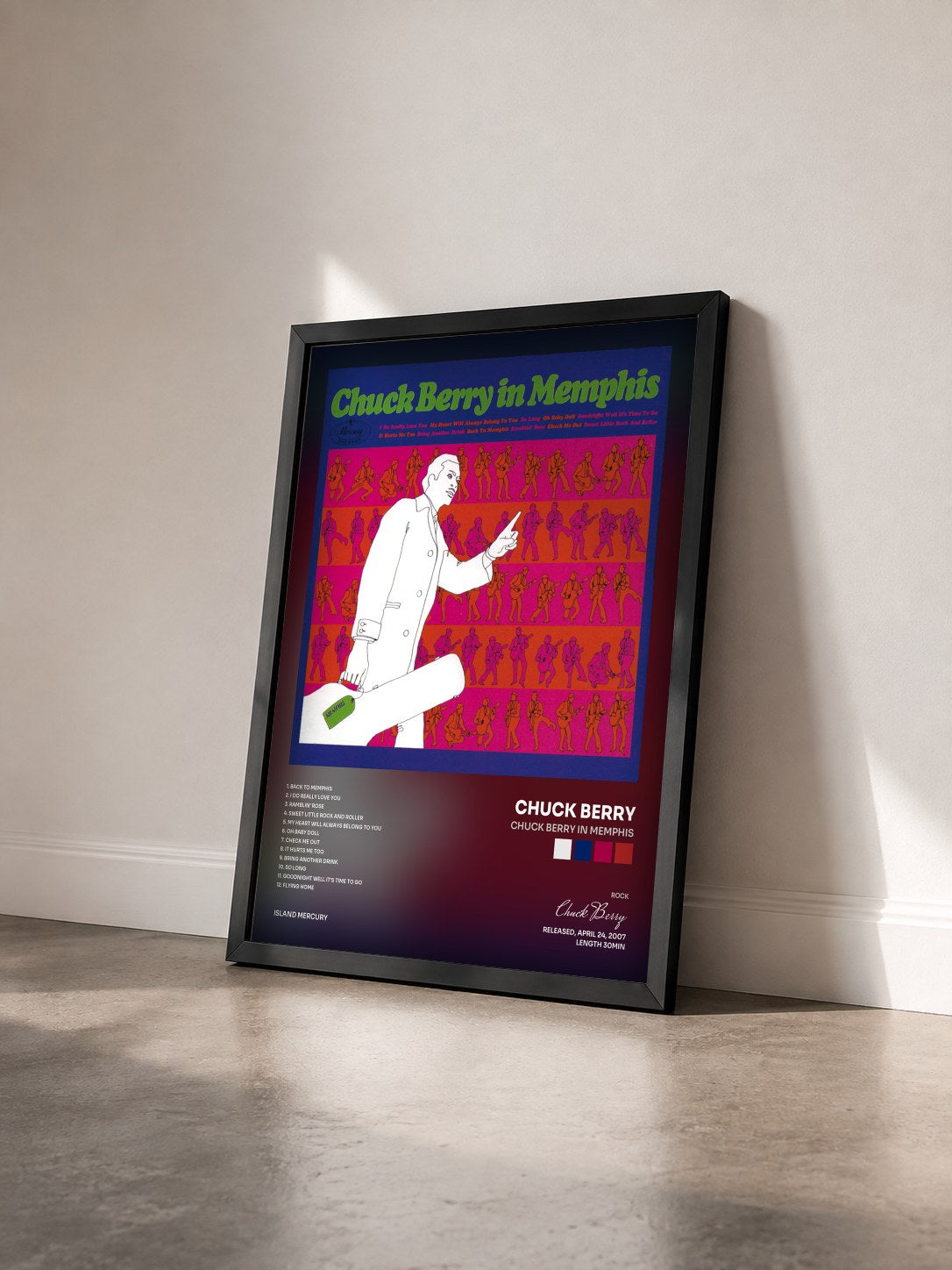 #noir Tableau de l'album Chuck Berry In Memphis de Chuck Berry vu de trois quarts, cadre noir