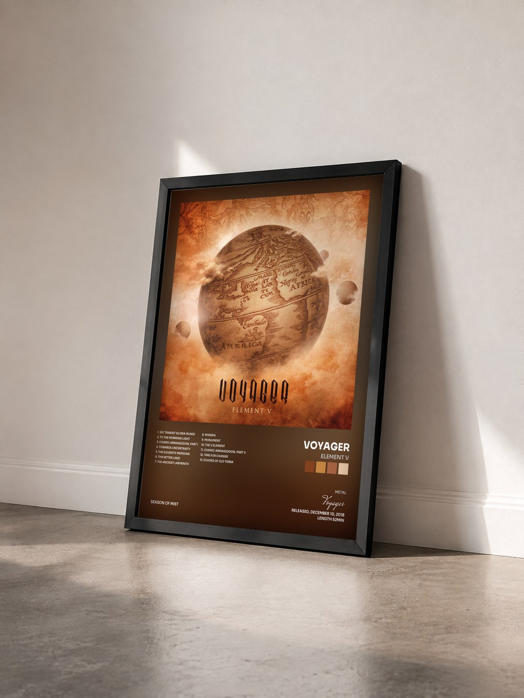 #noir Tableau de l'album Element V de Voyager vu de trois quarts, cadre noir