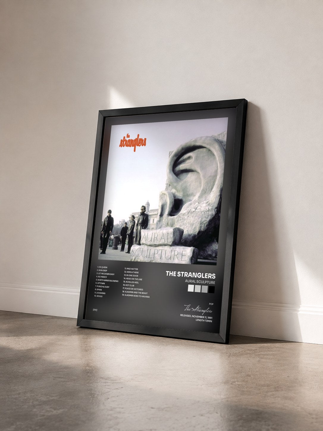 #noir Tableau de l'album Aural Sculpture de The Stranglers vu de trois quarts, cadre noir