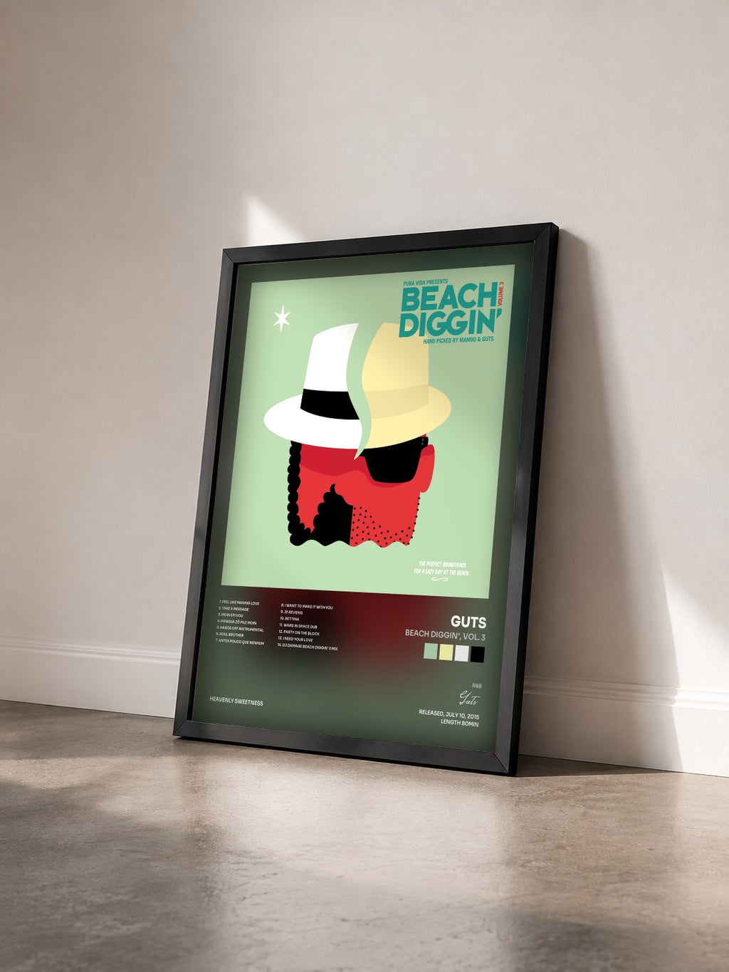 #noir Tableau de l'album Beach Diggin', Vol. 3 de Guts vu de trois quarts, cadre noir