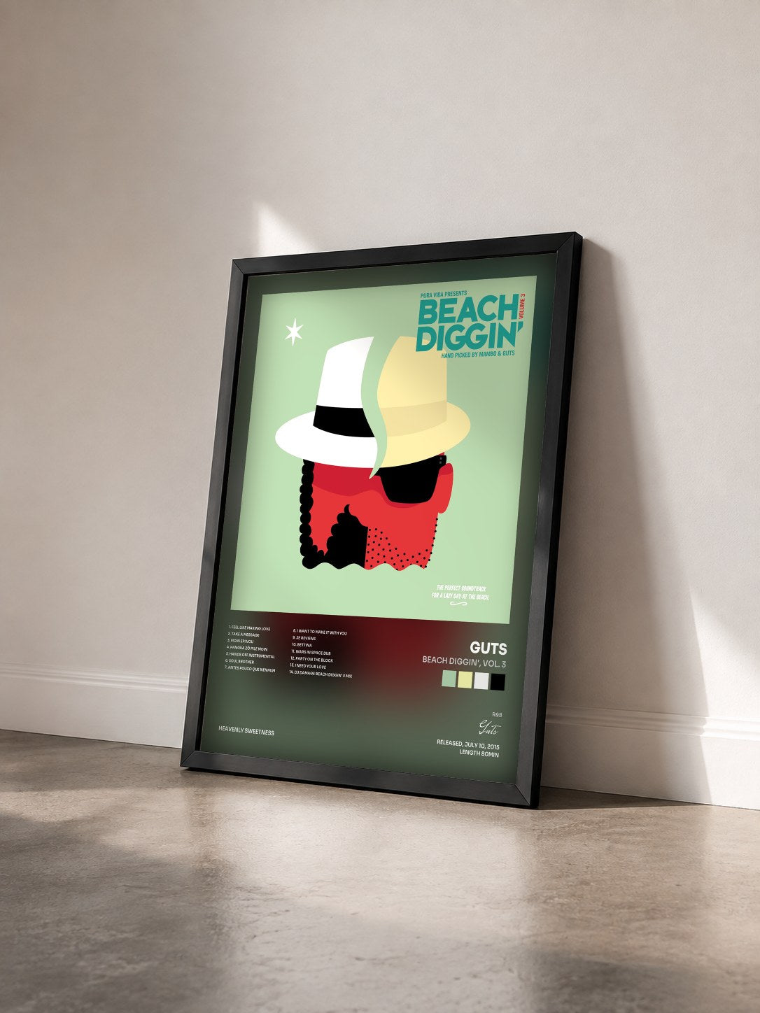 #noir Tableau de l'album Beach Diggin', Vol. 3 de Guts vu de trois quarts, cadre noir