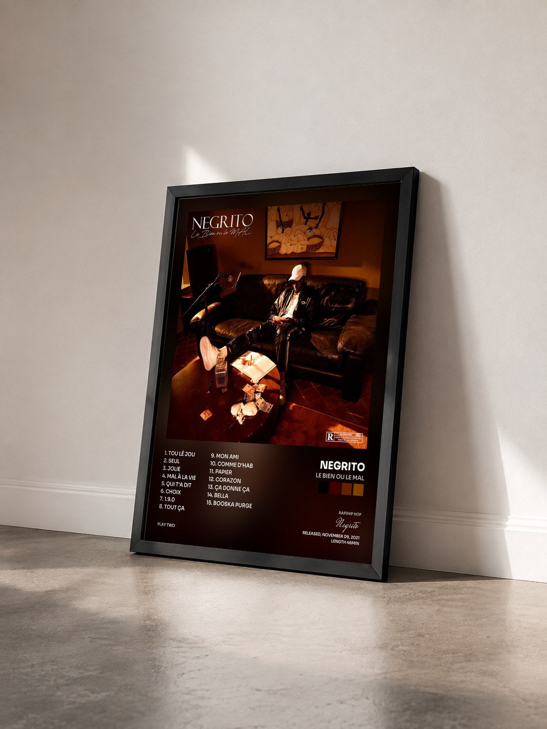 #noir Tableau de l'album Le Bien ou Le Mal de Negrito vu de trois quarts, cadre noir