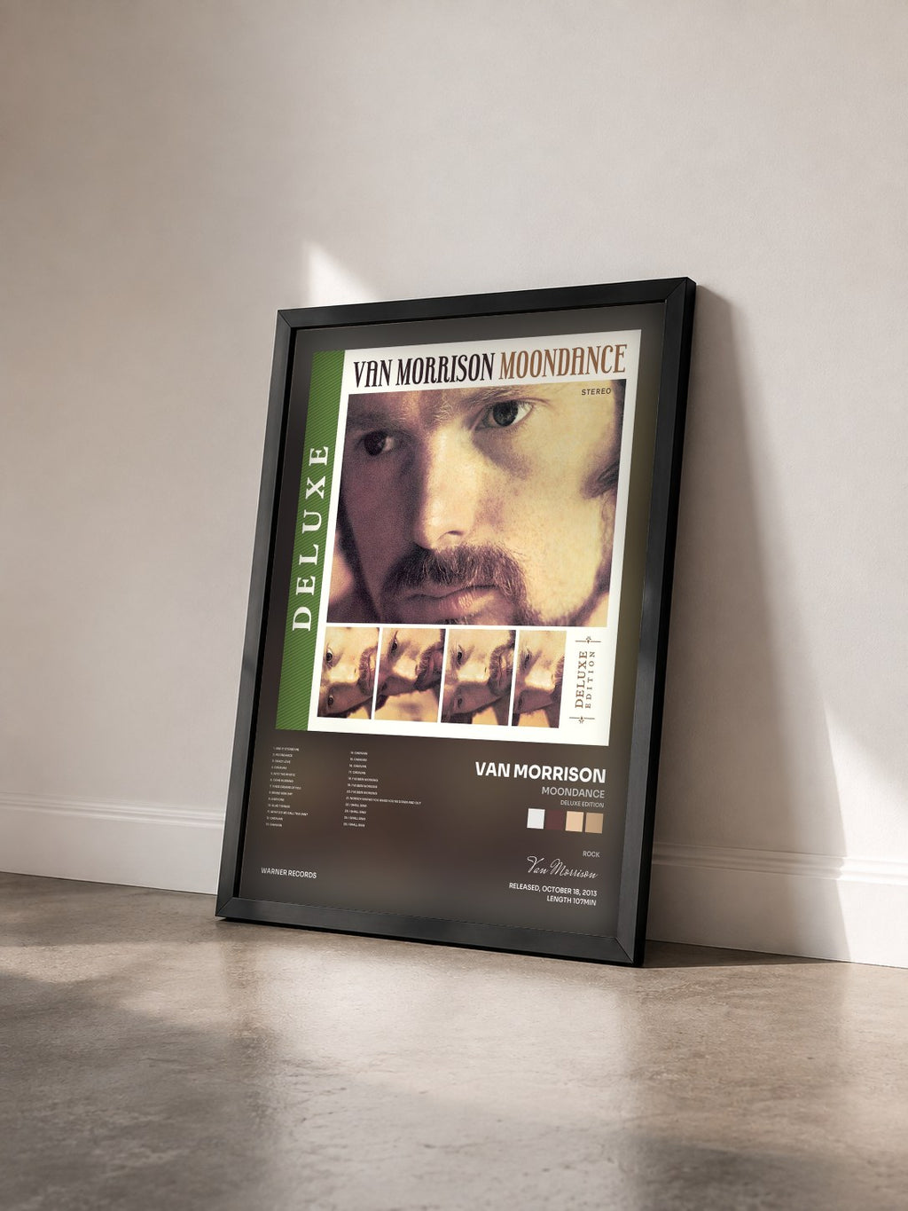 #noir Tableau de l'album Moondance (Deluxe Edition) de Van Morrison vu de trois quarts, cadre noir