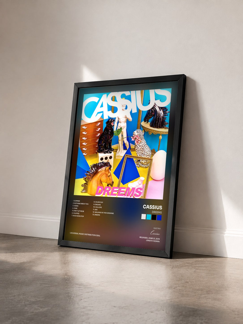 #noir Tableau de l'album Dreems de Cassius vu de trois quarts, cadre noir