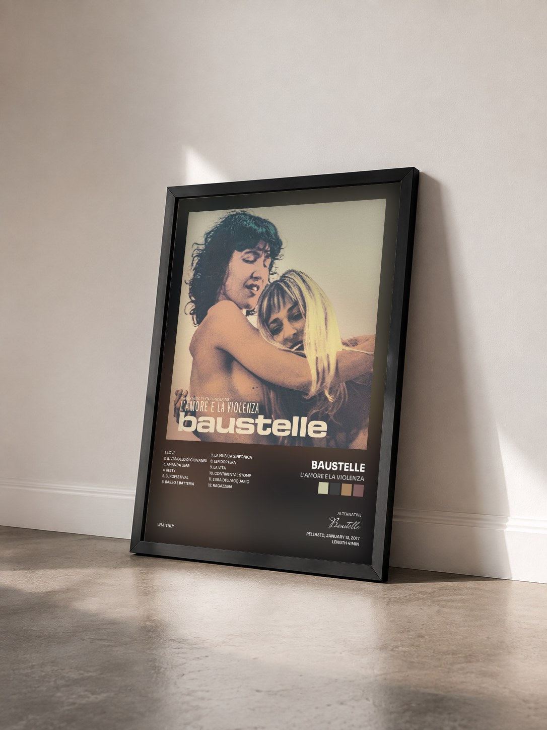 #noir Tableau de l'album L'amore e la violenza de Baustelle vu de trois quarts, cadre noir
