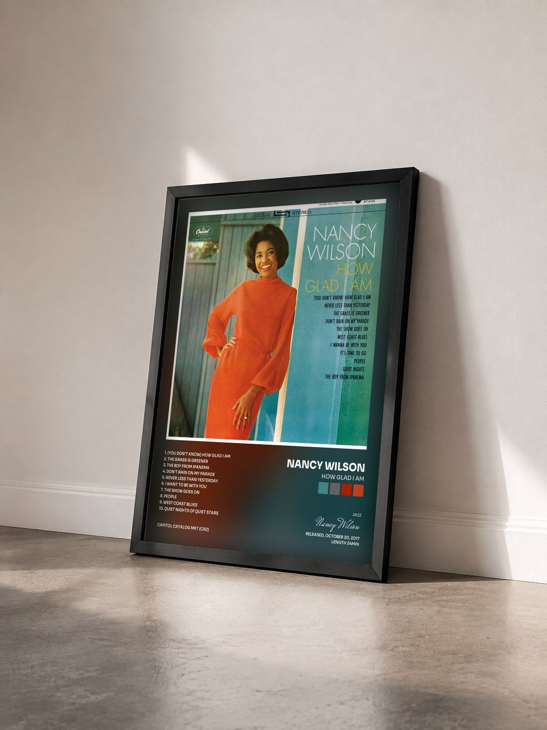 #noir Tableau de l'album How Glad I Am de Nancy Wilson vu de trois quarts, cadre noir