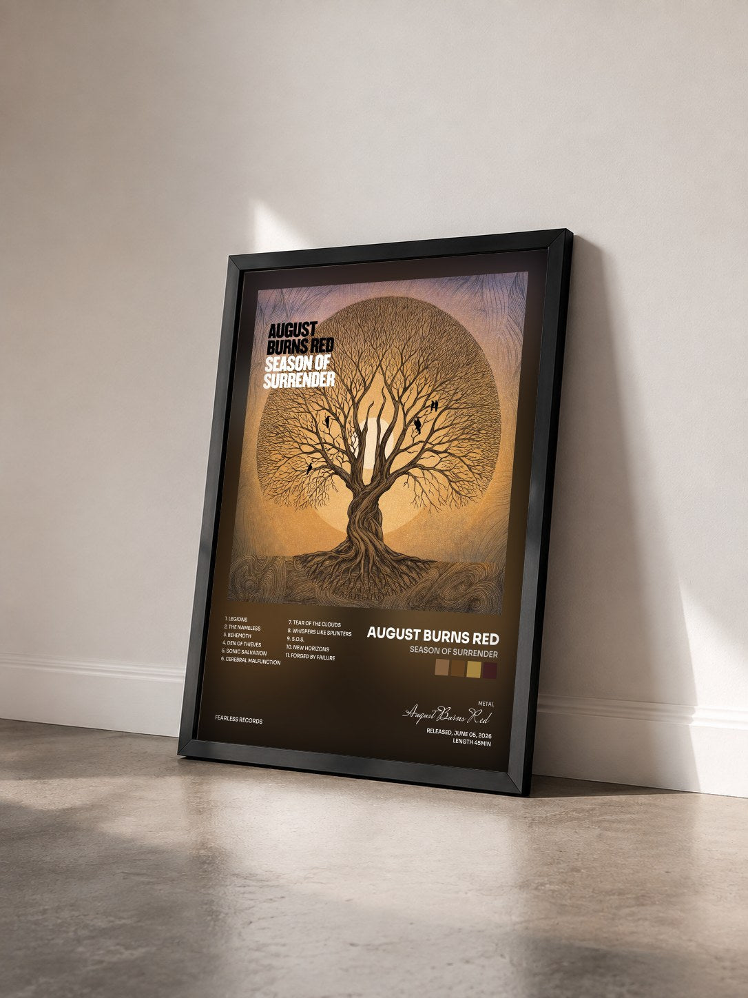 #noir Tableau de l'album Season of Surrender de August Burns Red vu de trois quarts, cadre noir