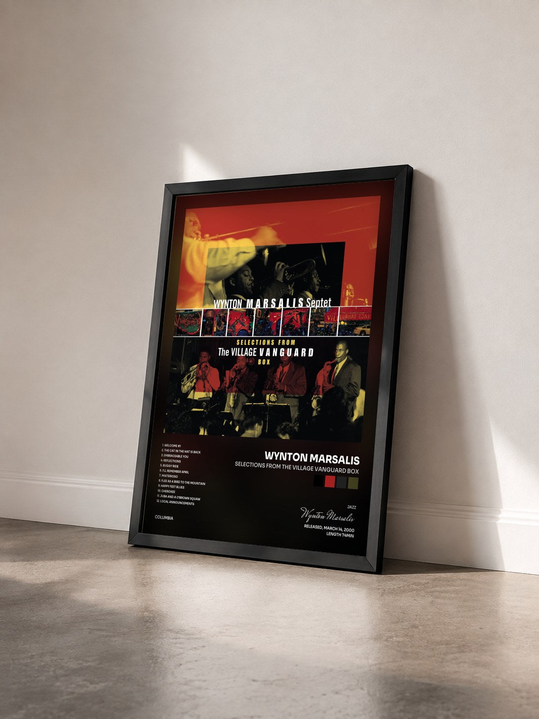 #noir Tableau de l'album Selections From The Village Vanguard Box de Wynton Marsalis vu de trois quarts, cadre noir