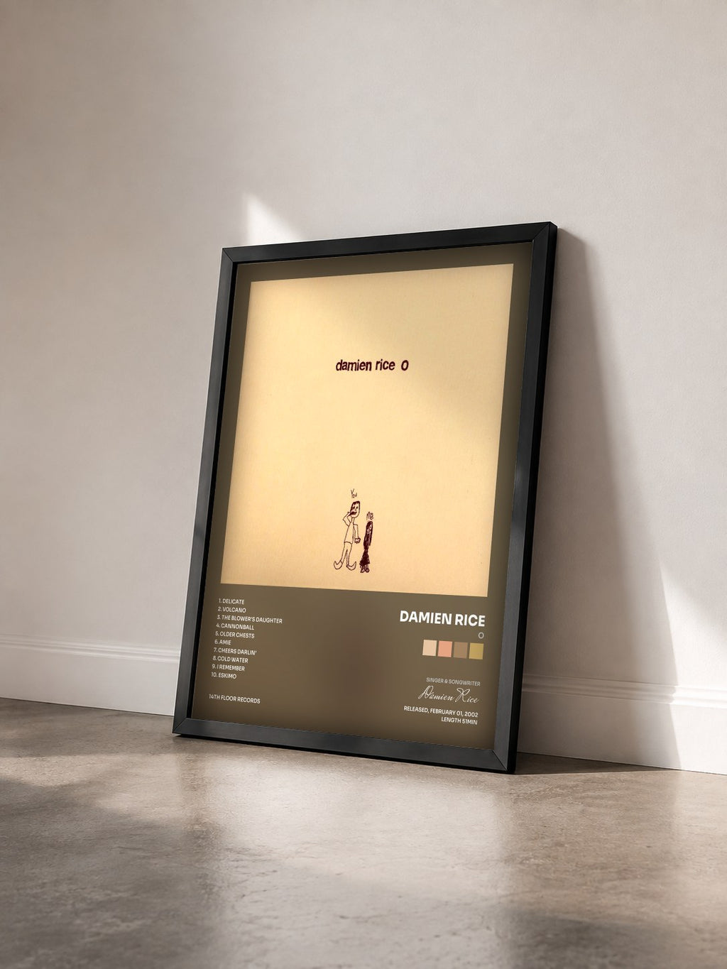 #noir Tableau de l'album O de Damien Rice vu de trois quarts, cadre noir